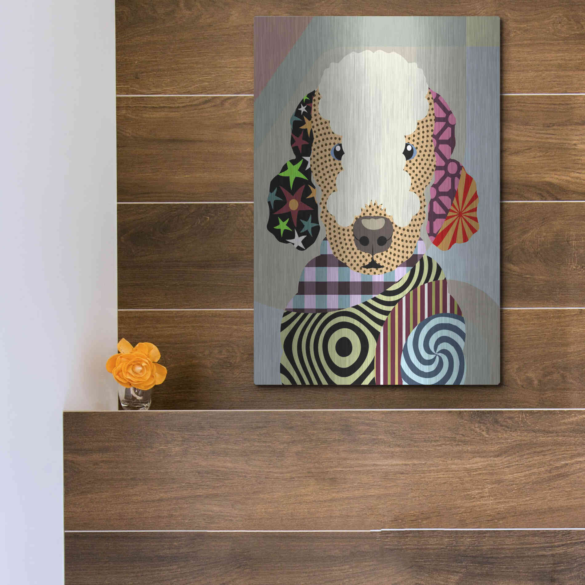 Luxe Metal Art 'Bedlington Terrier' by Lanre Adefioyue, Metal Wall Art,12x16