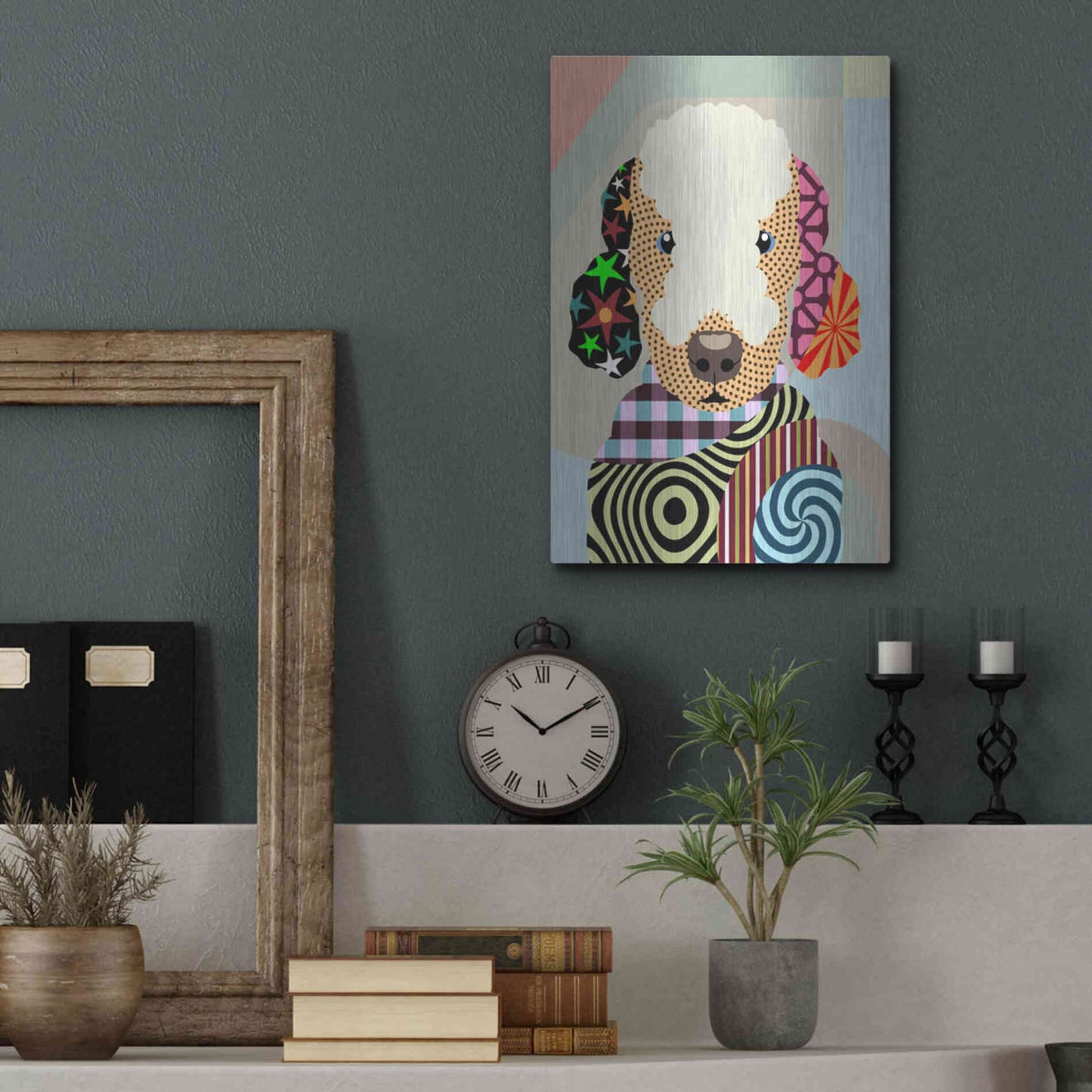 Luxe Metal Art 'Bedlington Terrier' by Lanre Adefioyue, Metal Wall Art,12x16
