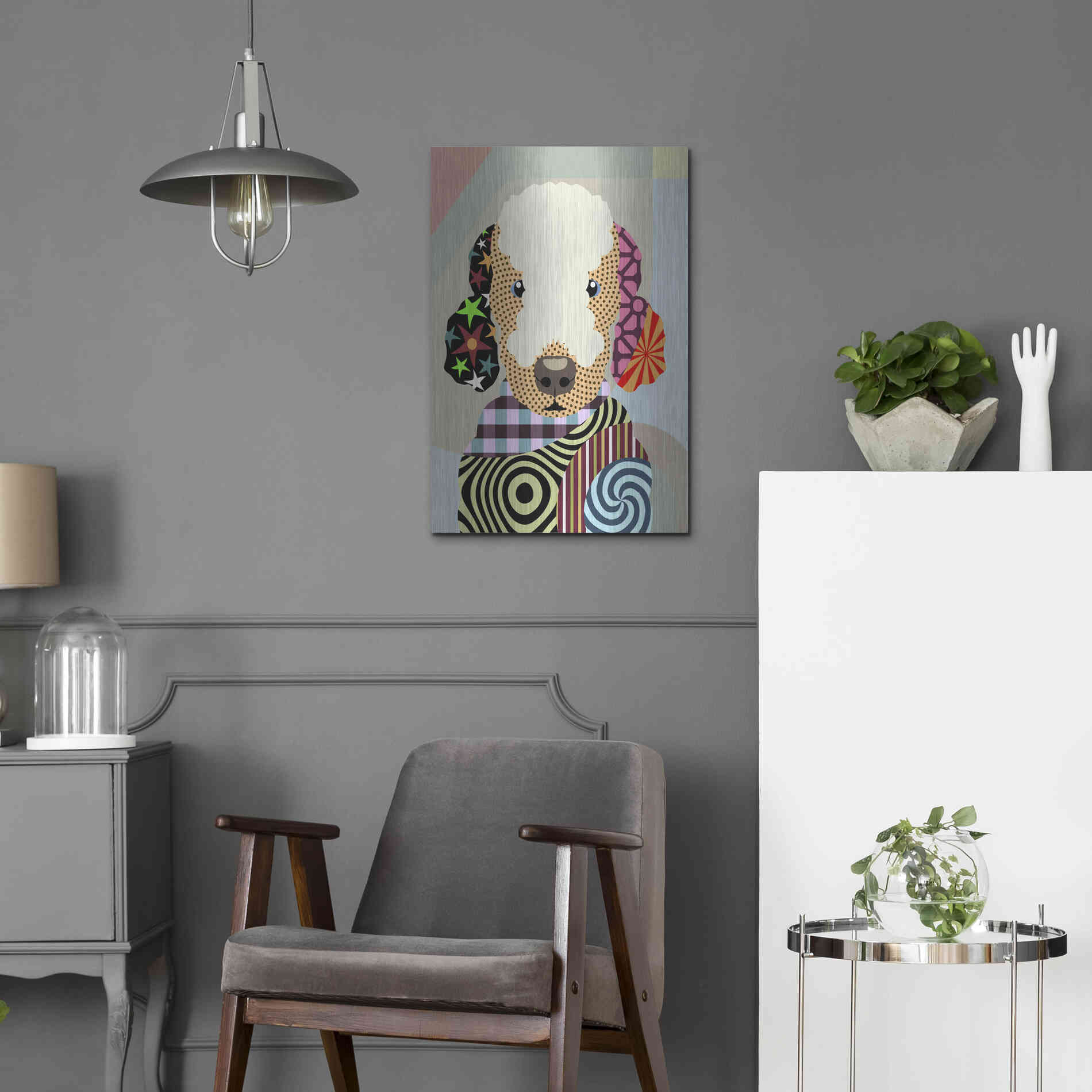 Luxe Metal Art 'Bedlington Terrier' by Lanre Adefioyue, Metal Wall Art,16x24