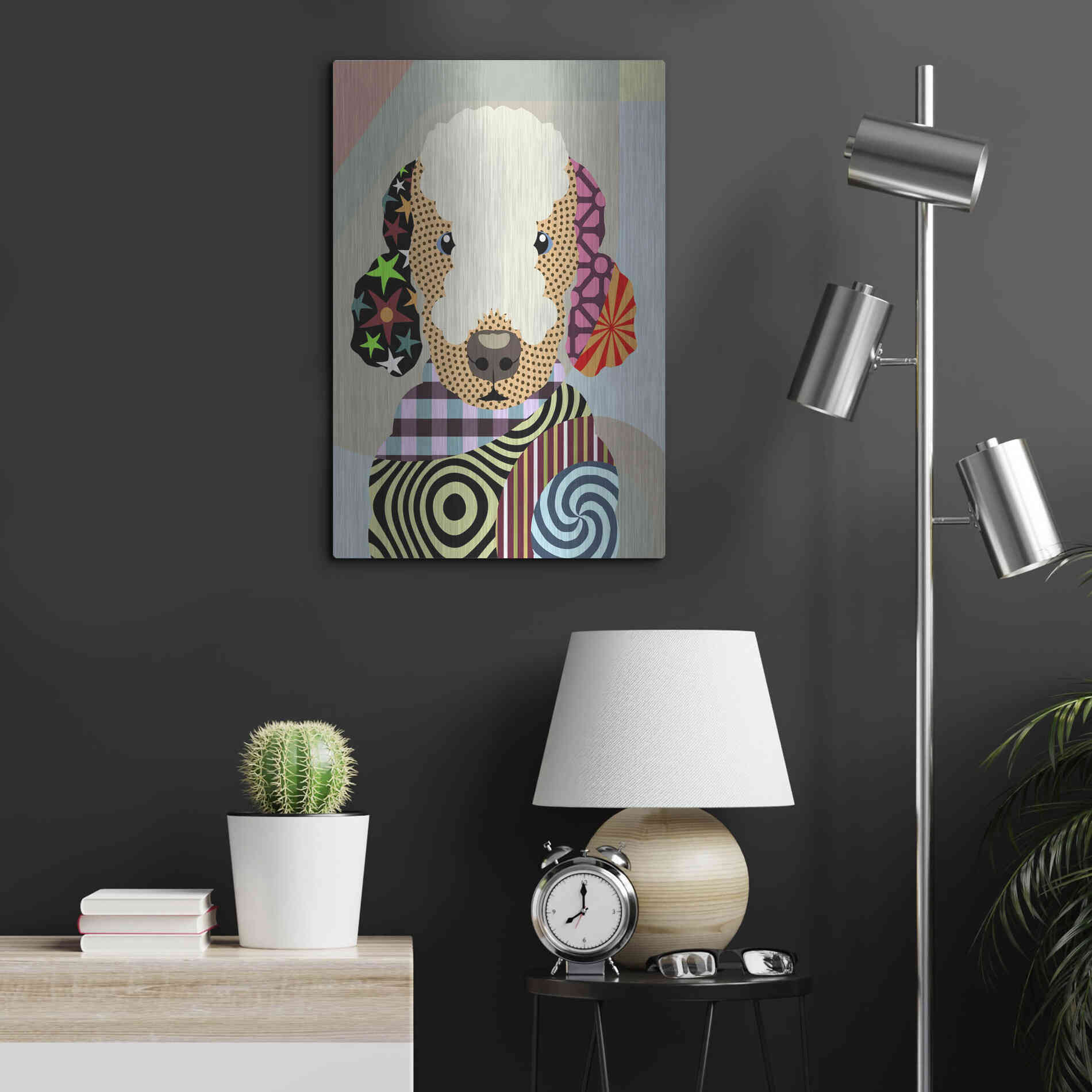 Luxe Metal Art 'Bedlington Terrier' by Lanre Adefioyue, Metal Wall Art,16x24