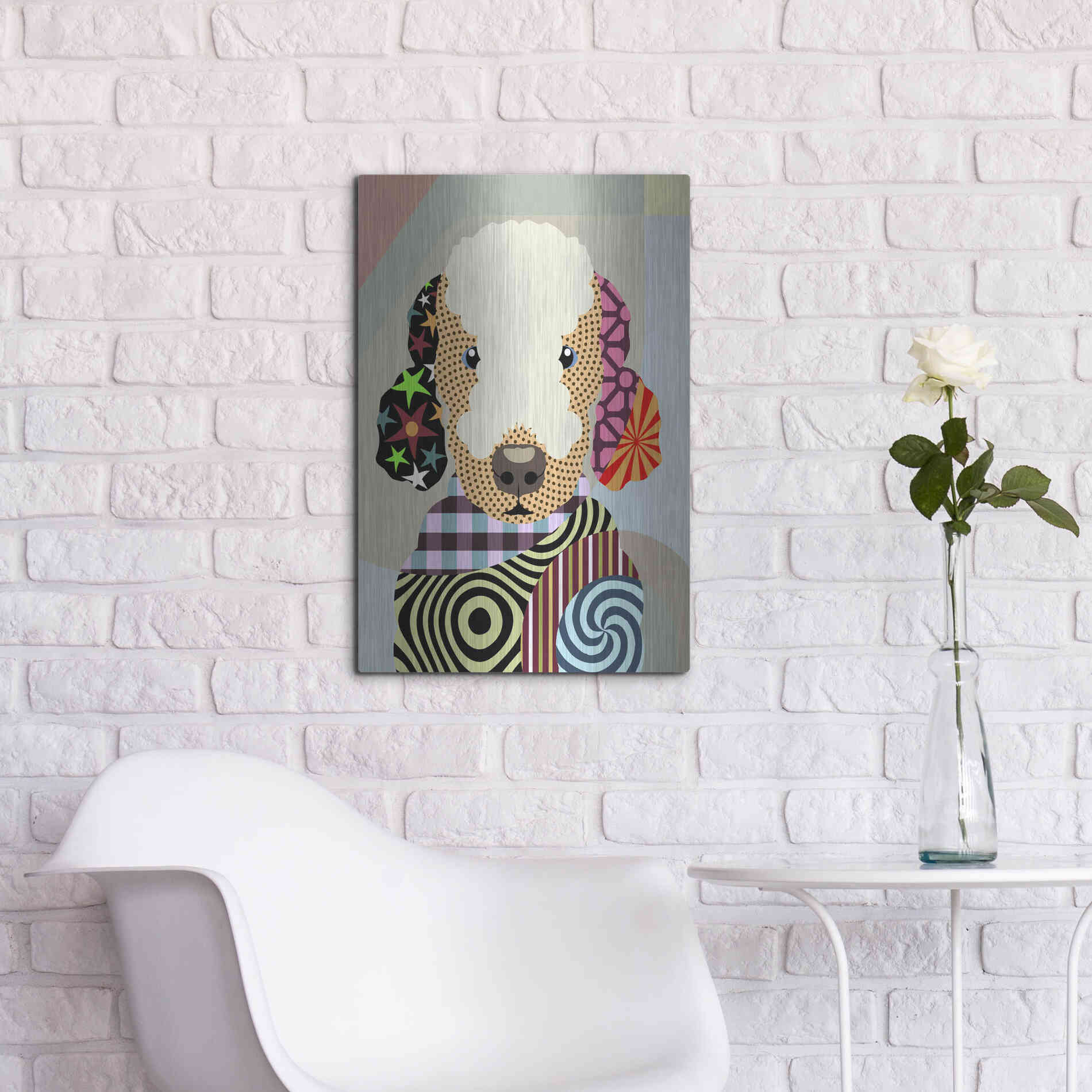 Luxe Metal Art 'Bedlington Terrier' by Lanre Adefioyue, Metal Wall Art,16x24