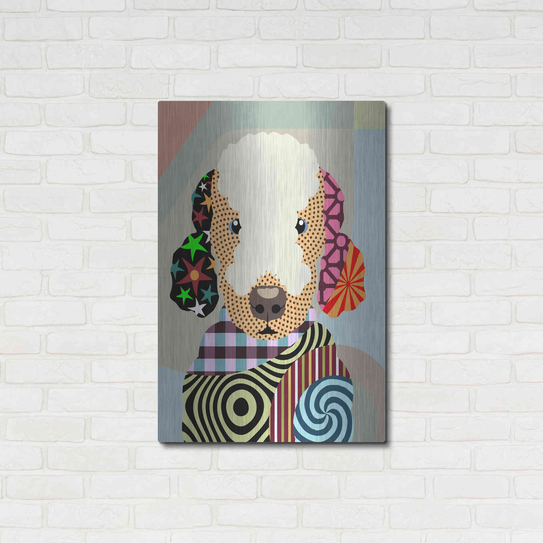Luxe Metal Art 'Bedlington Terrier' by Lanre Adefioyue, Metal Wall Art,24x36