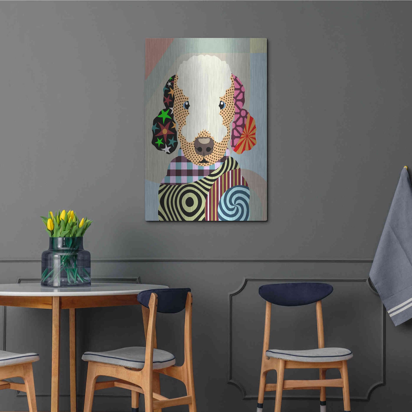 Luxe Metal Art 'Bedlington Terrier' by Lanre Adefioyue, Metal Wall Art,24x36