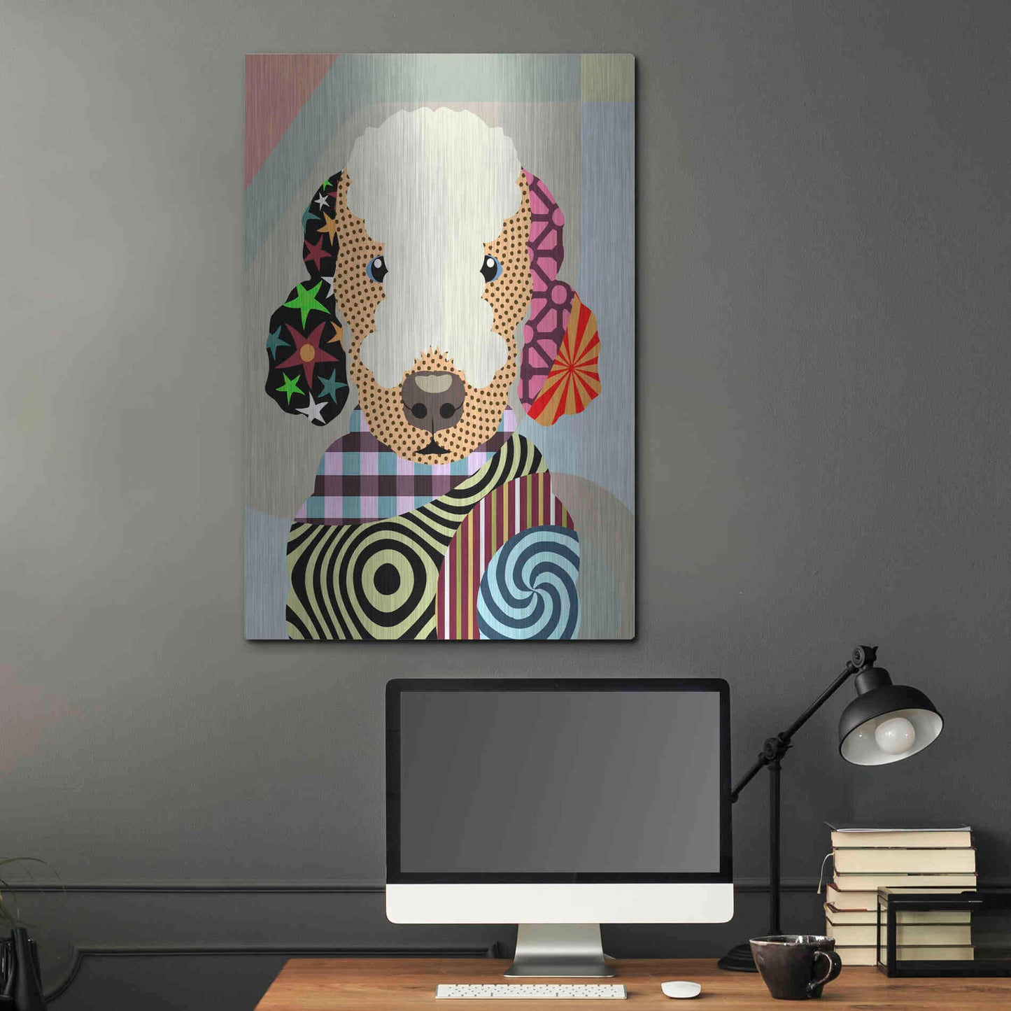 Luxe Metal Art 'Bedlington Terrier' by Lanre Adefioyue, Metal Wall Art,24x36