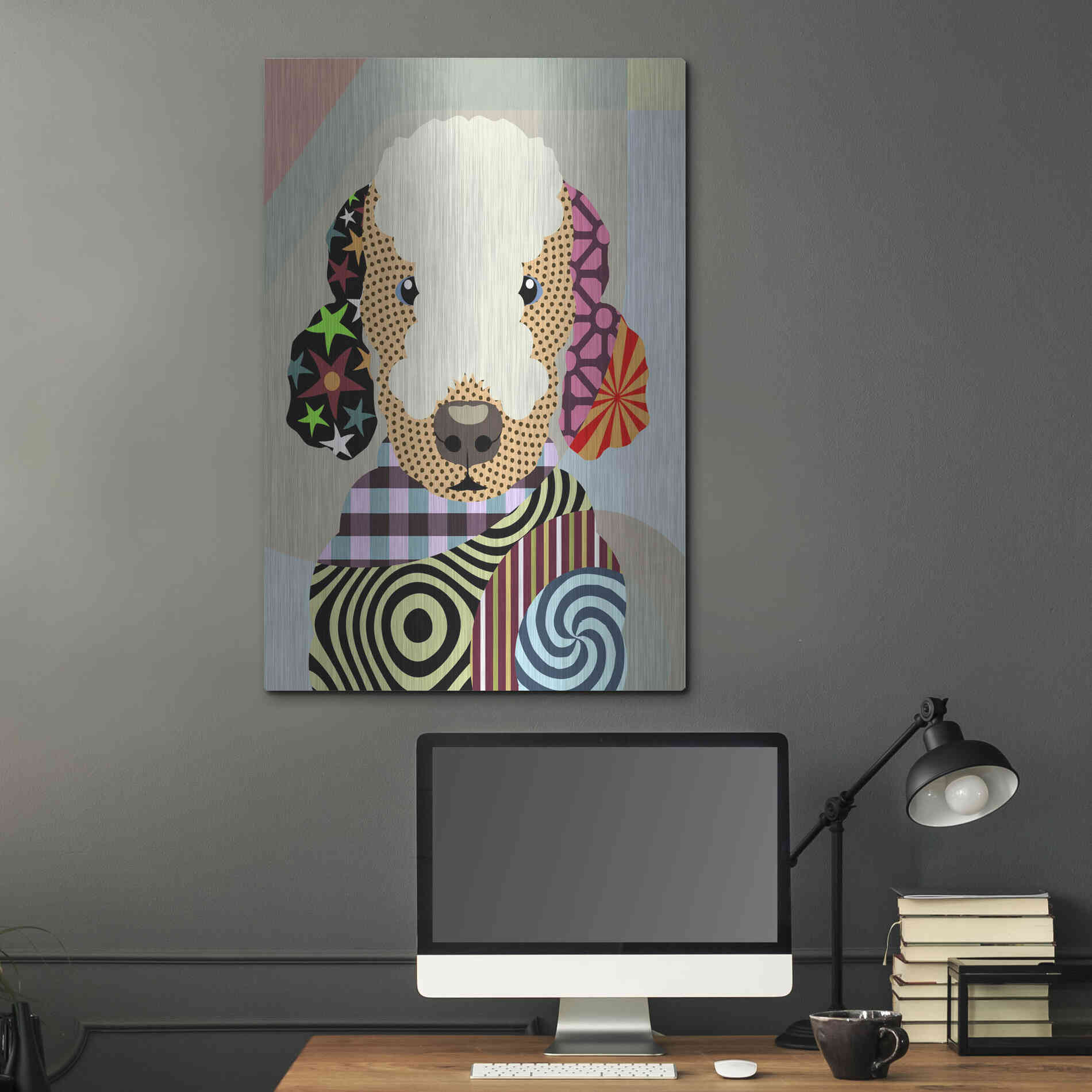 Luxe Metal Art 'Bedlington Terrier' by Lanre Adefioyue, Metal Wall Art,24x36