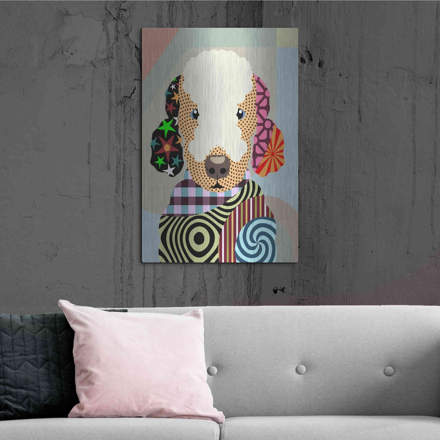 Luxe Metal Art 'Bedlington Terrier' by Lanre Adefioyue, Metal Wall Art,24x36