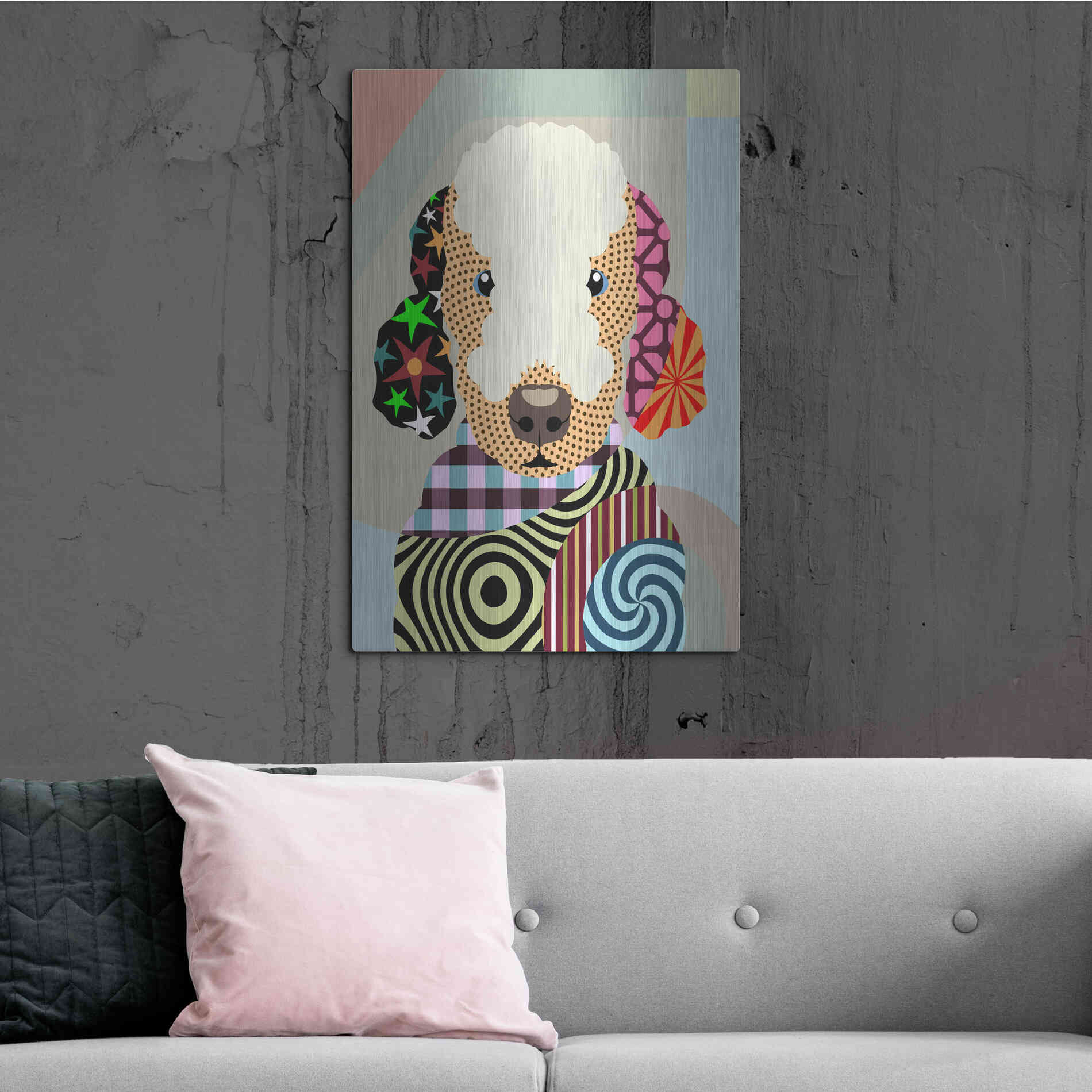 Luxe Metal Art 'Bedlington Terrier' by Lanre Adefioyue, Metal Wall Art,24x36