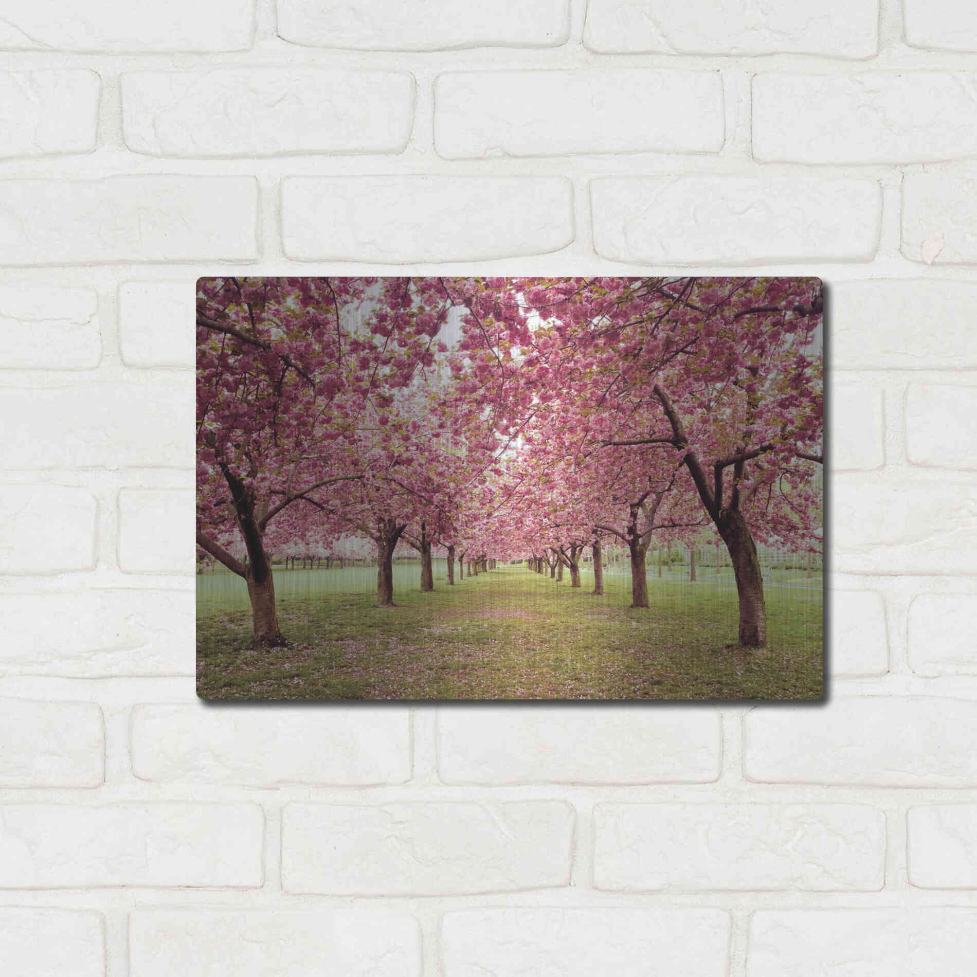 Luxe Metal Art 'Hall of Cherries' by Katherine Gendreau, Metal Wall Art,16x12