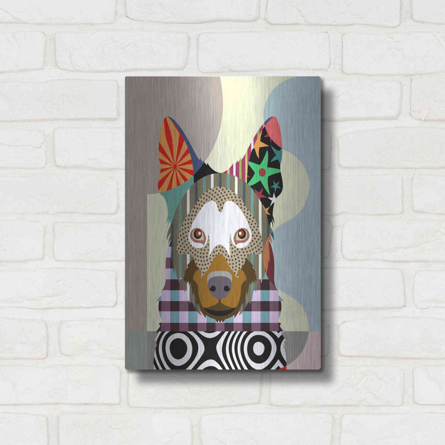 Luxe Metal Art 'Belgian Malinois' by Lanre Adefioyue, Metal Wall Art,12x16