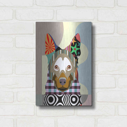 Luxe Metal Art 'Belgian Malinois' by Lanre Adefioyue, Metal Wall Art,12x16