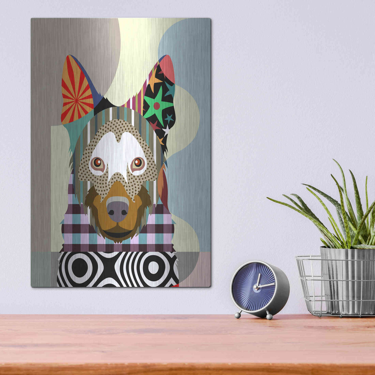 Luxe Metal Art 'Belgian Malinois' by Lanre Adefioyue, Metal Wall Art,12x16