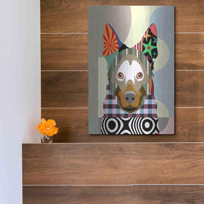 Luxe Metal Art 'Belgian Malinois' by Lanre Adefioyue, Metal Wall Art,12x16