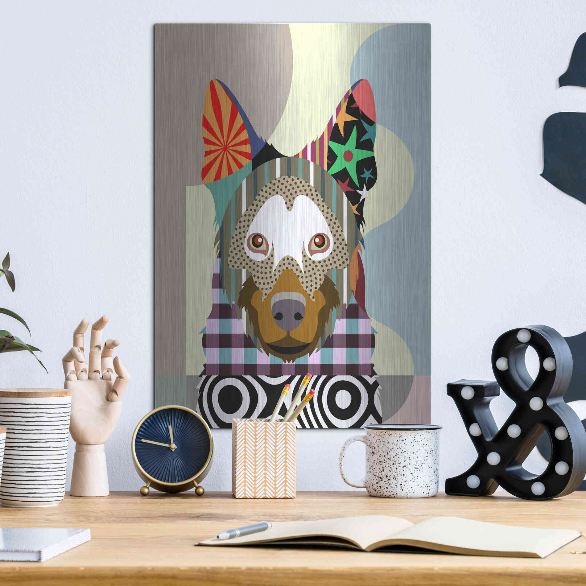 Luxe Metal Art 'Belgian Malinois' by Lanre Adefioyue, Metal Wall Art,12x16