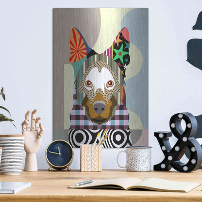 Luxe Metal Art 'Belgian Malinois' by Lanre Adefioyue, Metal Wall Art,12x16