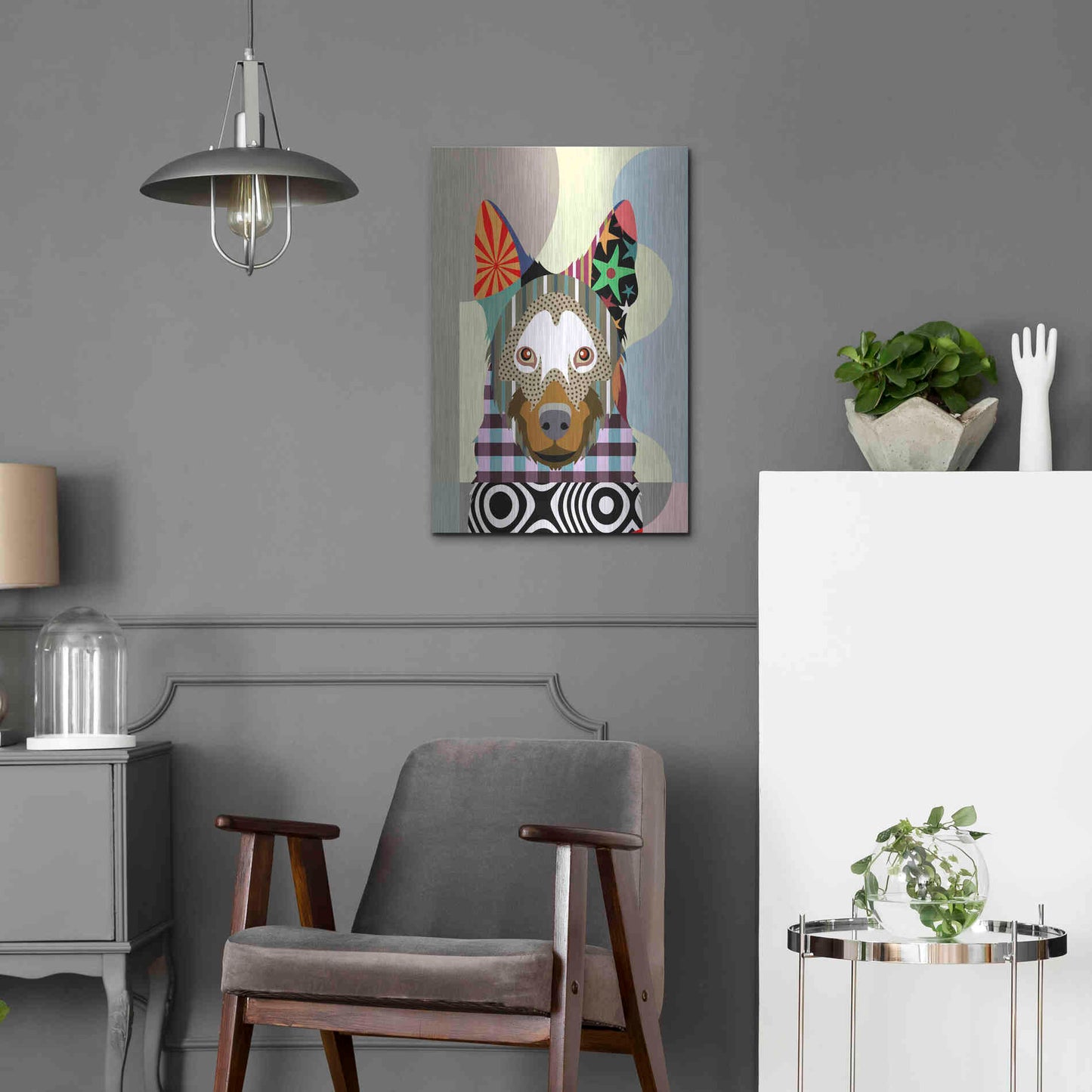 Luxe Metal Art 'Belgian Malinois' by Lanre Adefioyue, Metal Wall Art,16x24