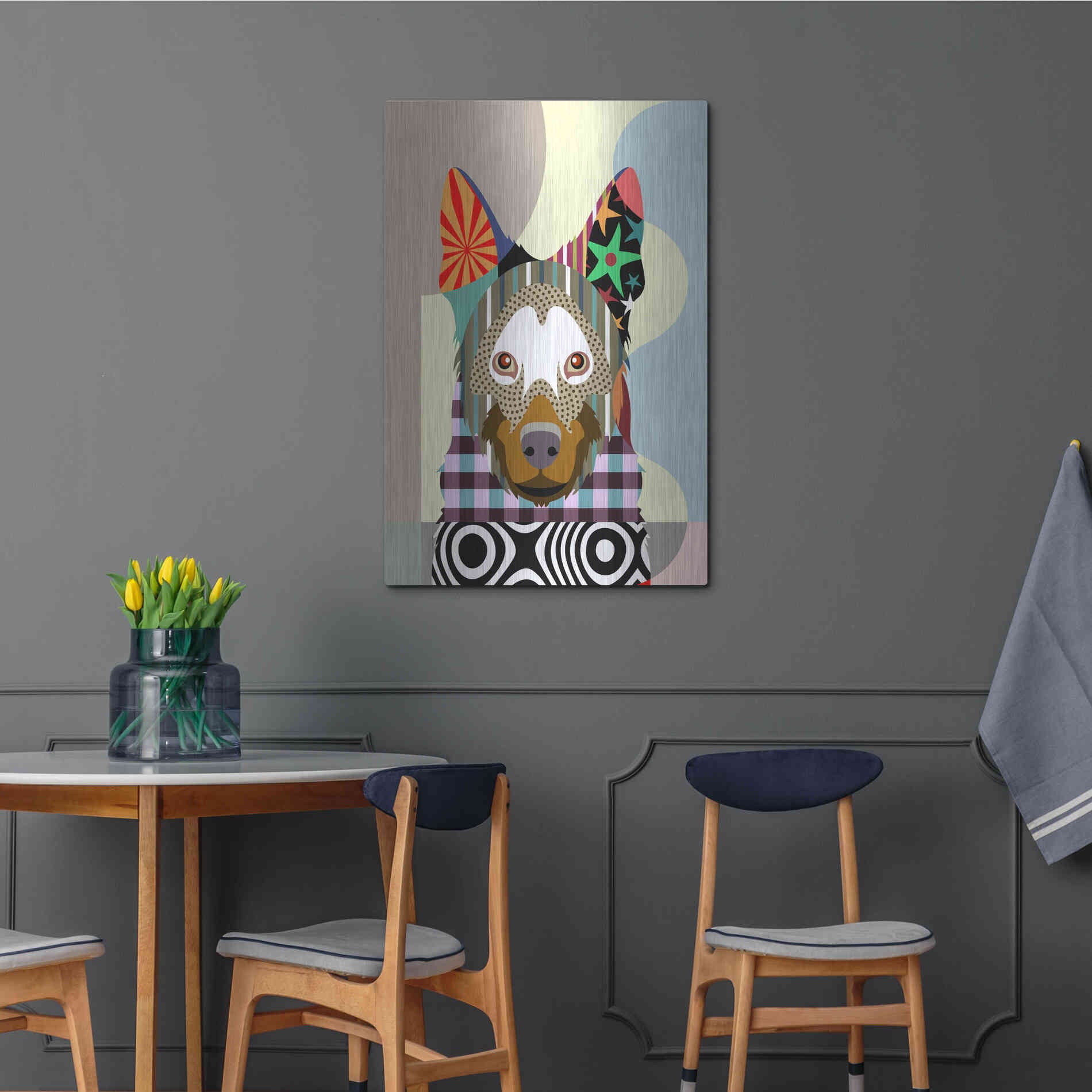 Luxe Metal Art 'Belgian Malinois' by Lanre Adefioyue, Metal Wall Art,24x36