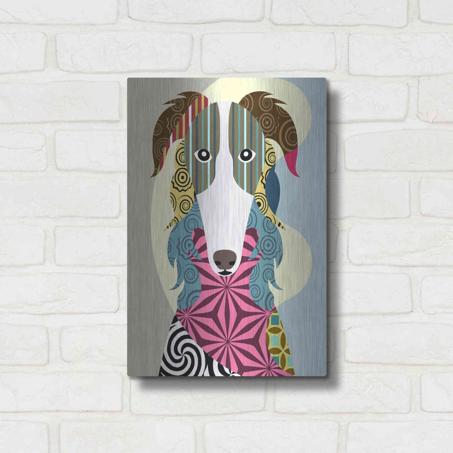 Luxe Metal Art 'Borzoi Russian Wolfhound' by Lanre Adefioyue, Metal Wall Art,12x16