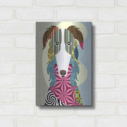 Luxe Metal Art 'Borzoi Russian Wolfhound' by Lanre Adefioyue, Metal Wall Art,12x16