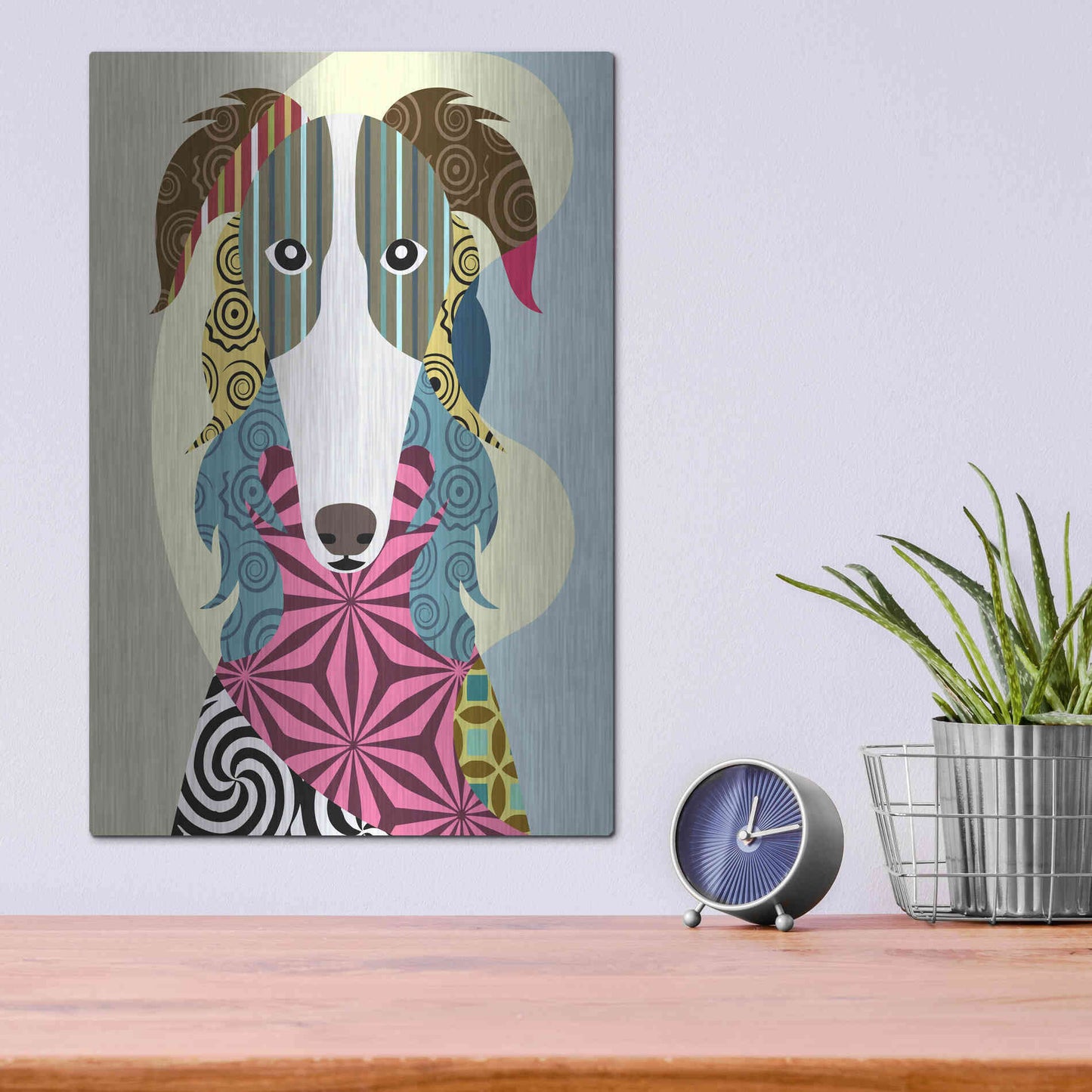 Luxe Metal Art 'Borzoi Russian Wolfhound' by Lanre Adefioyue, Metal Wall Art,12x16