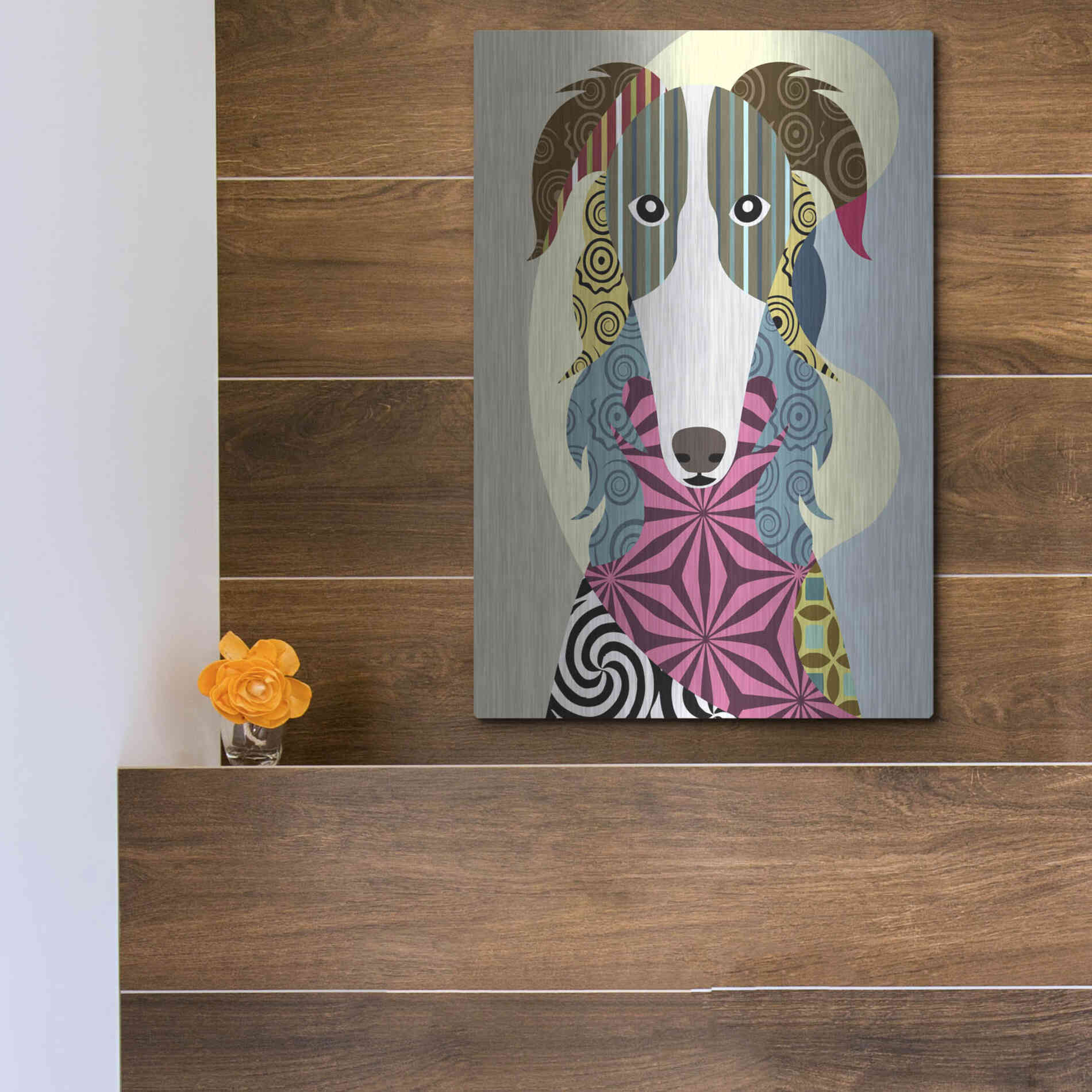 Luxe Metal Art 'Borzoi Russian Wolfhound' by Lanre Adefioyue, Metal Wall Art,12x16
