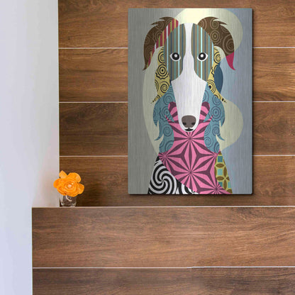 Luxe Metal Art 'Borzoi Russian Wolfhound' by Lanre Adefioyue, Metal Wall Art,12x16