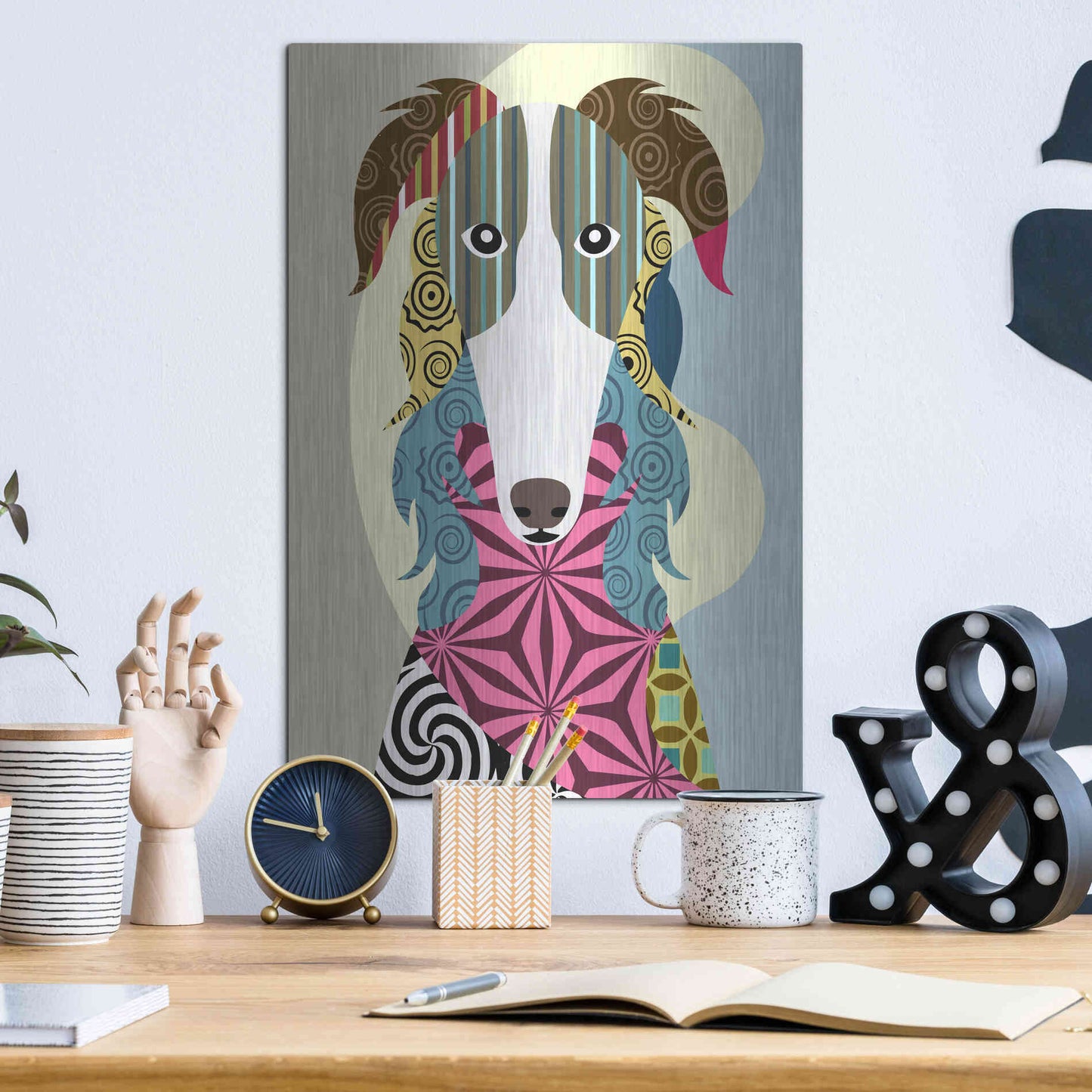 Luxe Metal Art 'Borzoi Russian Wolfhound' by Lanre Adefioyue, Metal Wall Art,12x16