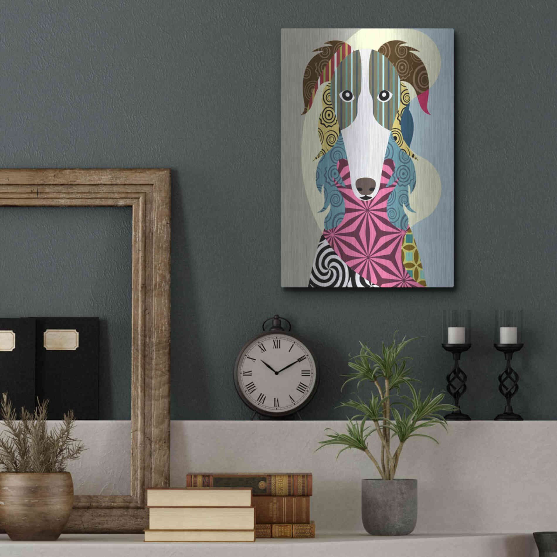 Luxe Metal Art 'Borzoi Russian Wolfhound' by Lanre Adefioyue, Metal Wall Art,12x16