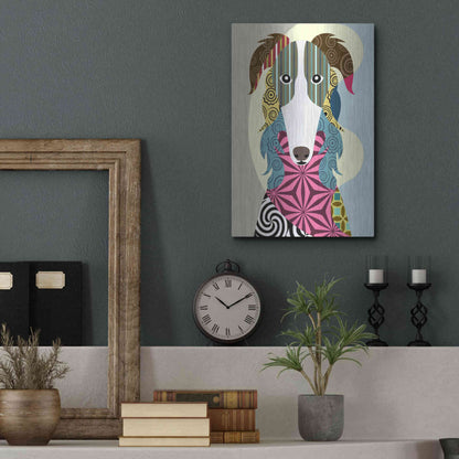 Luxe Metal Art 'Borzoi Russian Wolfhound' by Lanre Adefioyue, Metal Wall Art,12x16