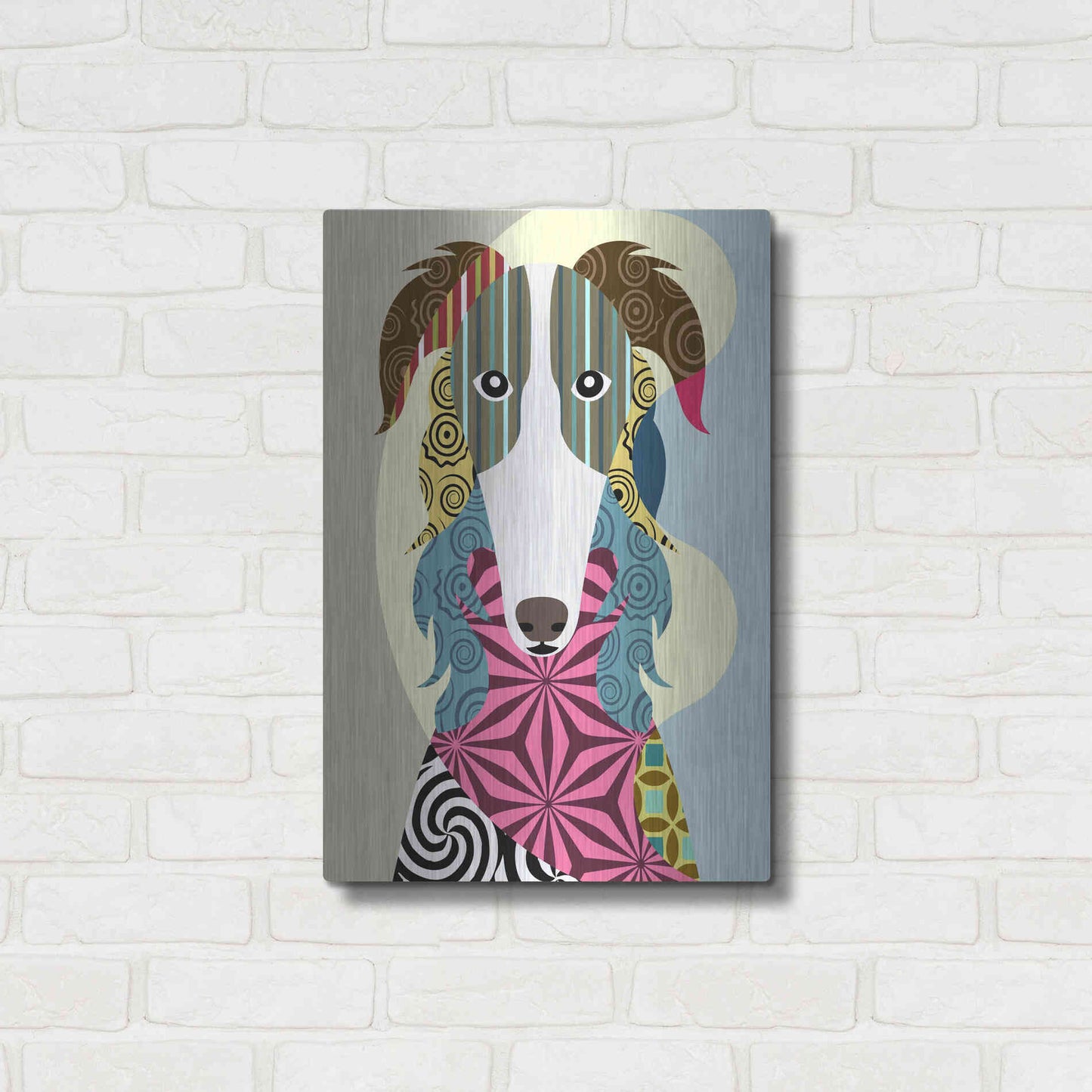 Luxe Metal Art 'Borzoi Russian Wolfhound' by Lanre Adefioyue, Metal Wall Art,16x24