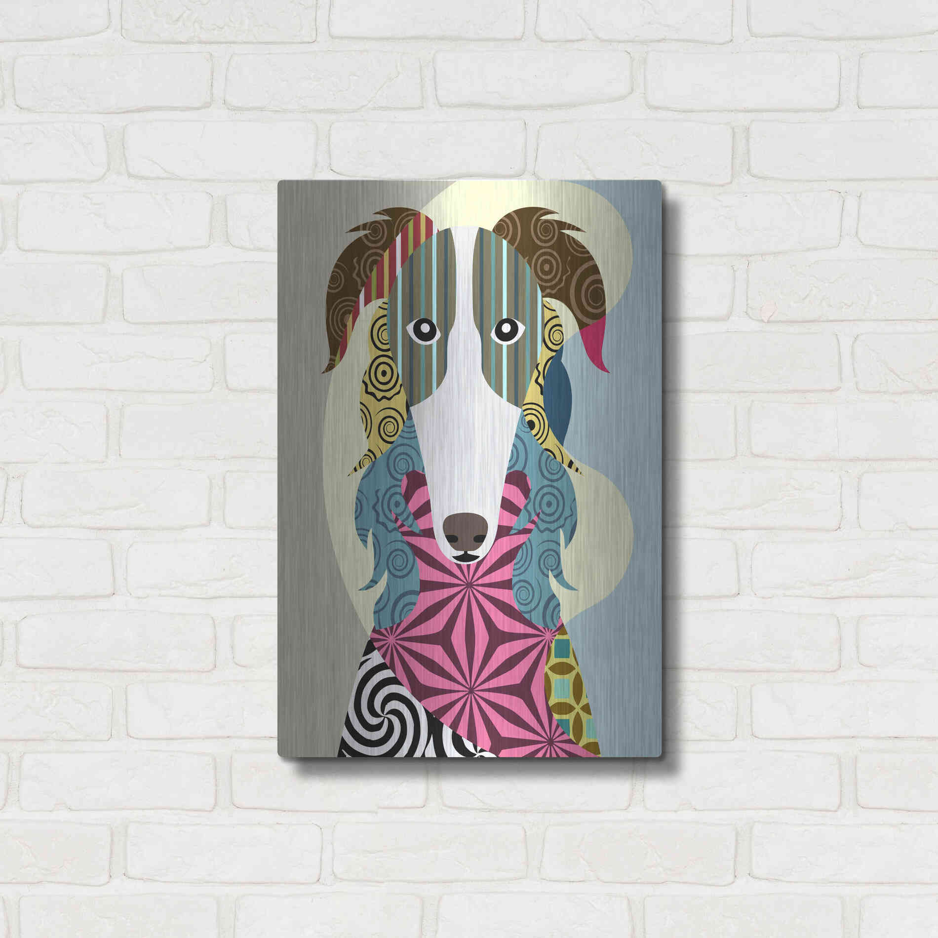 Luxe Metal Art 'Borzoi Russian Wolfhound' by Lanre Adefioyue, Metal Wall Art,16x24