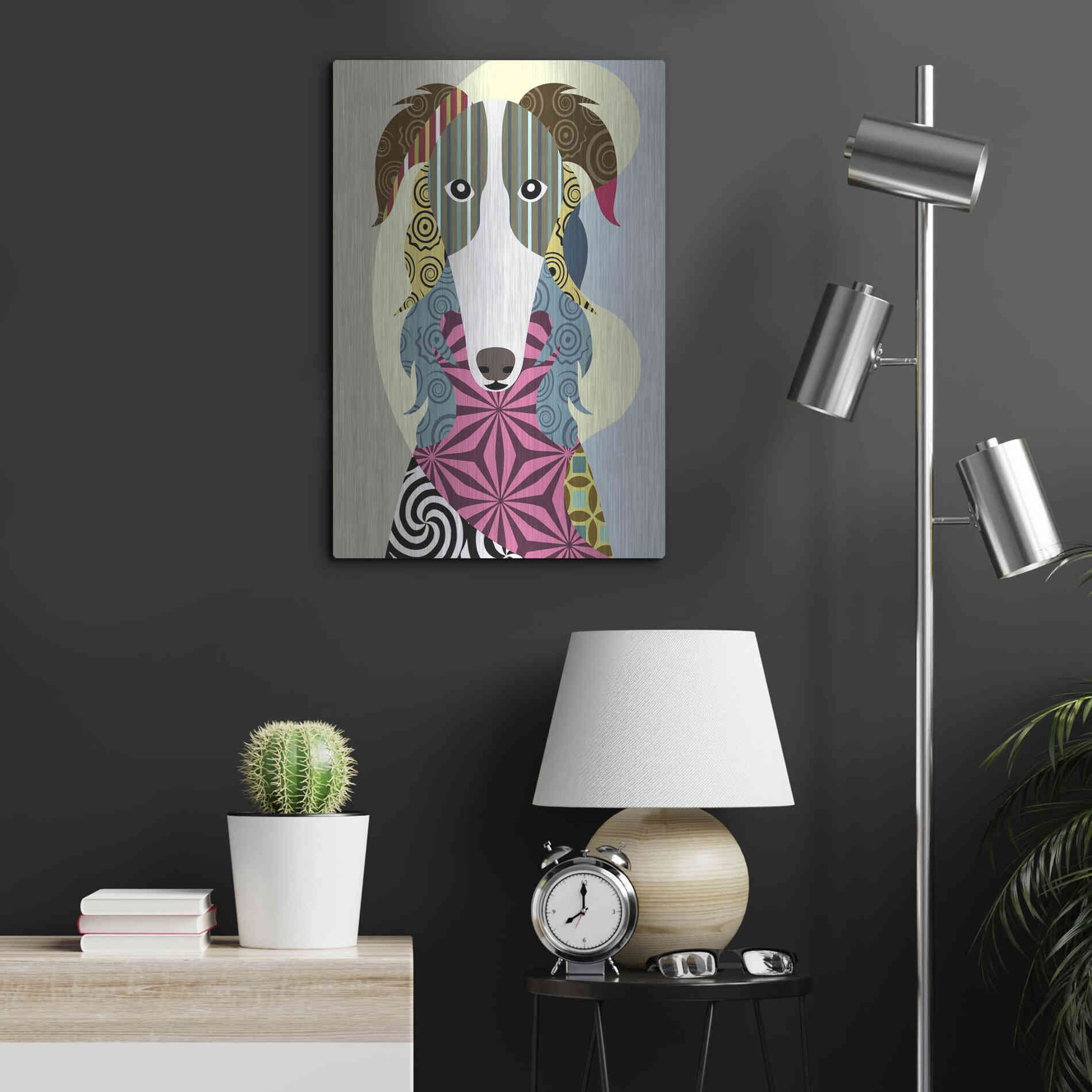 Luxe Metal Art 'Borzoi Russian Wolfhound' by Lanre Adefioyue, Metal Wall Art,16x24