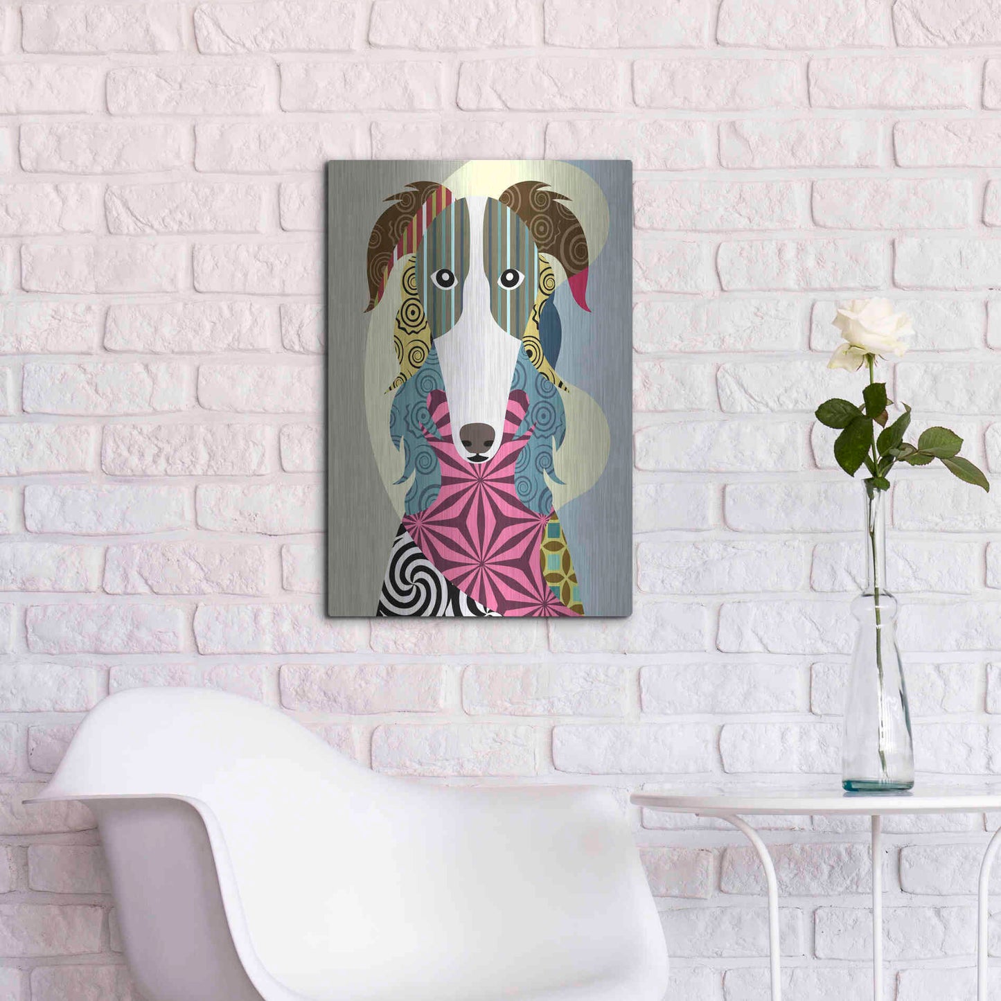 Luxe Metal Art 'Borzoi Russian Wolfhound' by Lanre Adefioyue, Metal Wall Art,16x24