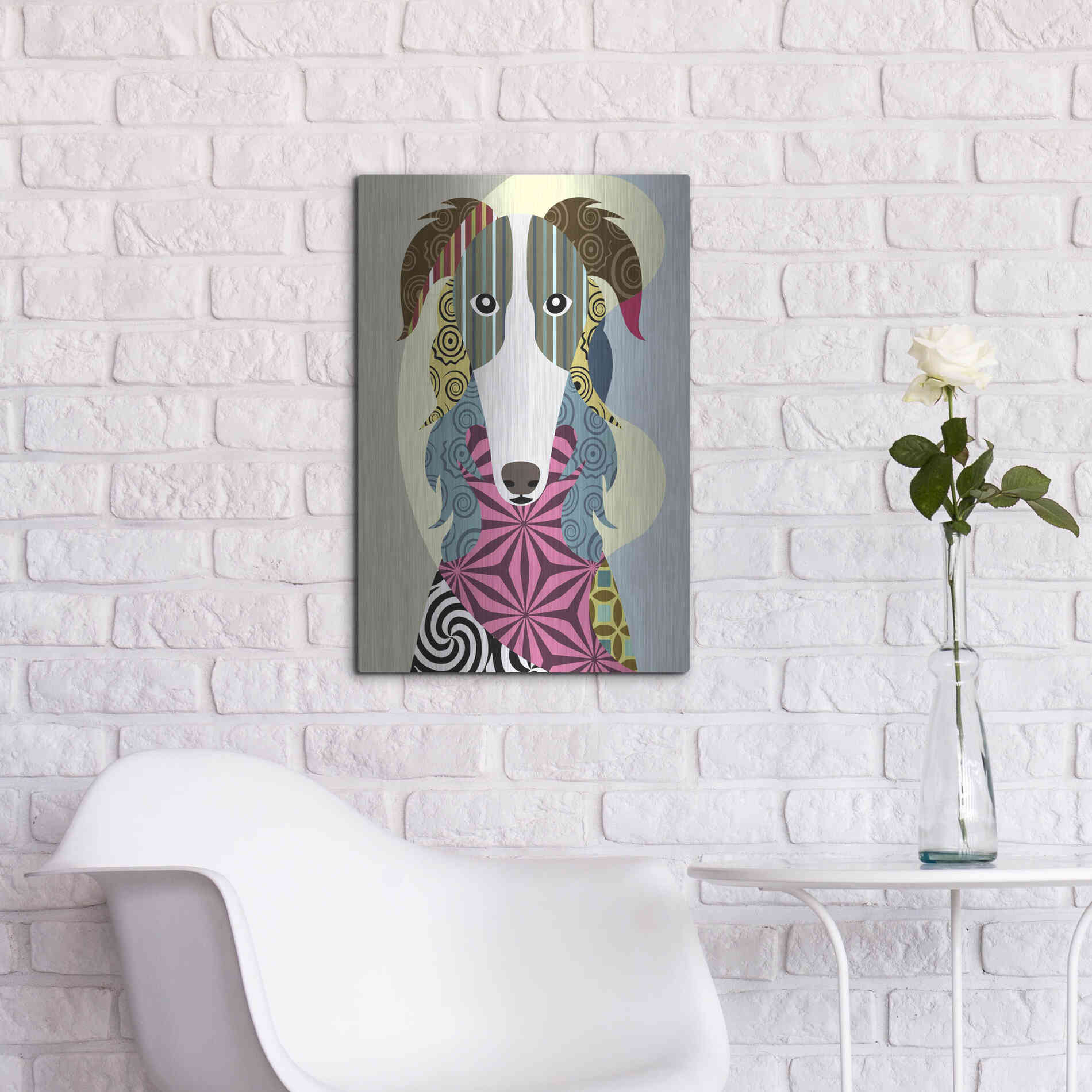 Luxe Metal Art 'Borzoi Russian Wolfhound' by Lanre Adefioyue, Metal Wall Art,16x24