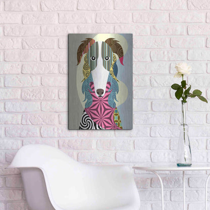 Luxe Metal Art 'Borzoi Russian Wolfhound' by Lanre Adefioyue, Metal Wall Art,16x24