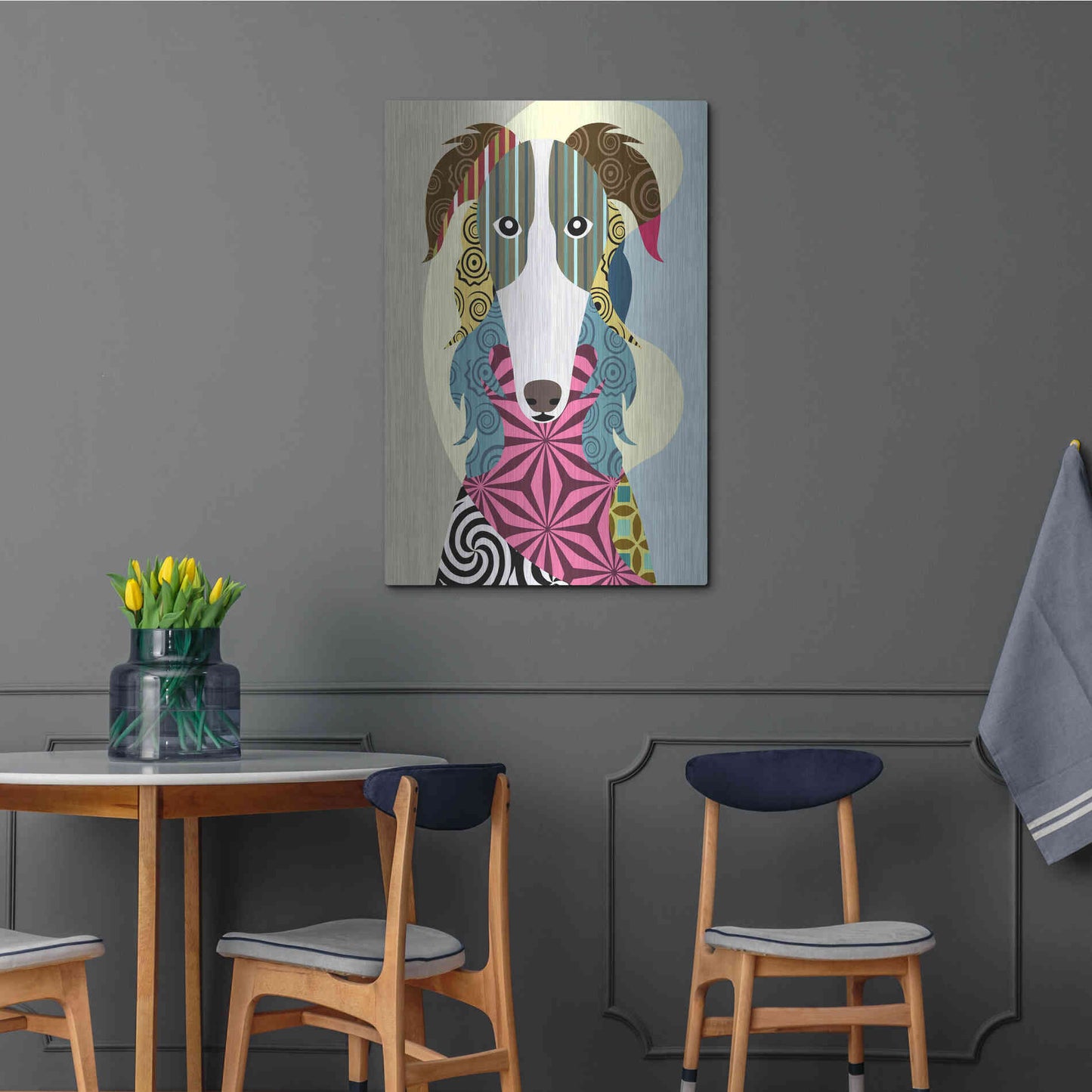 Luxe Metal Art 'Borzoi Russian Wolfhound' by Lanre Adefioyue, Metal Wall Art,24x36