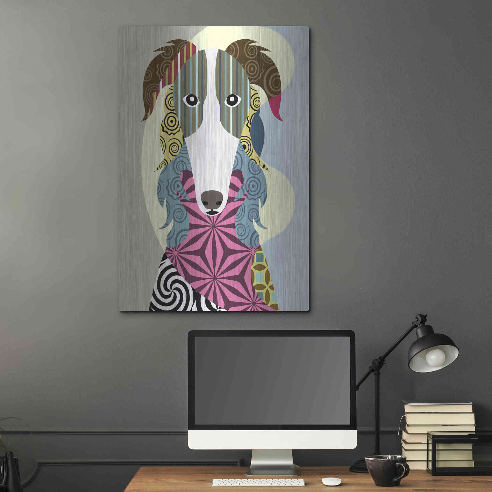 Luxe Metal Art 'Borzoi Russian Wolfhound' by Lanre Adefioyue, Metal Wall Art,24x36