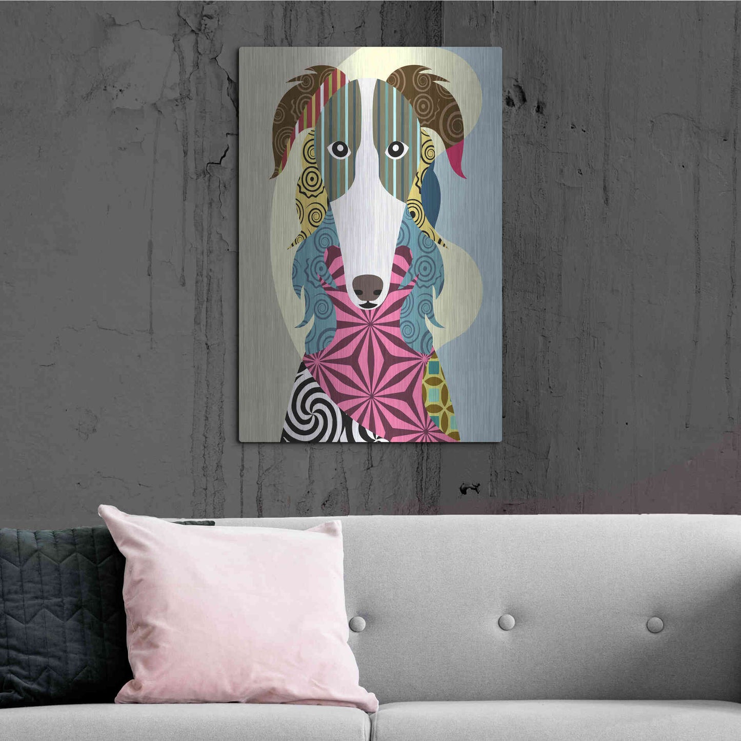 Luxe Metal Art 'Borzoi Russian Wolfhound' by Lanre Adefioyue, Metal Wall Art,24x36