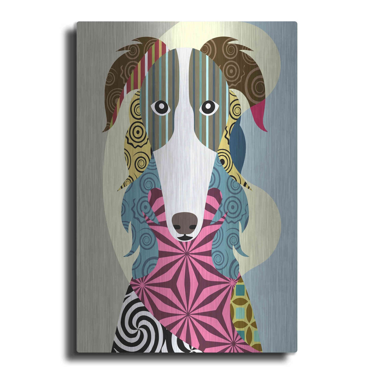 Luxe Metal Art 'Borzoi Russian Wolfhound' by Lanre Adefioyue, Metal Wall Art