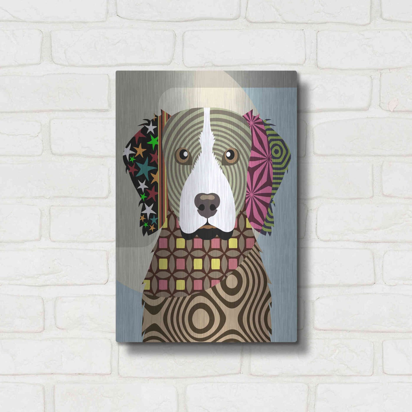Luxe Metal Art 'Brittany Spaniel' by Lanre Adefioyue, Metal Wall Art,12x16