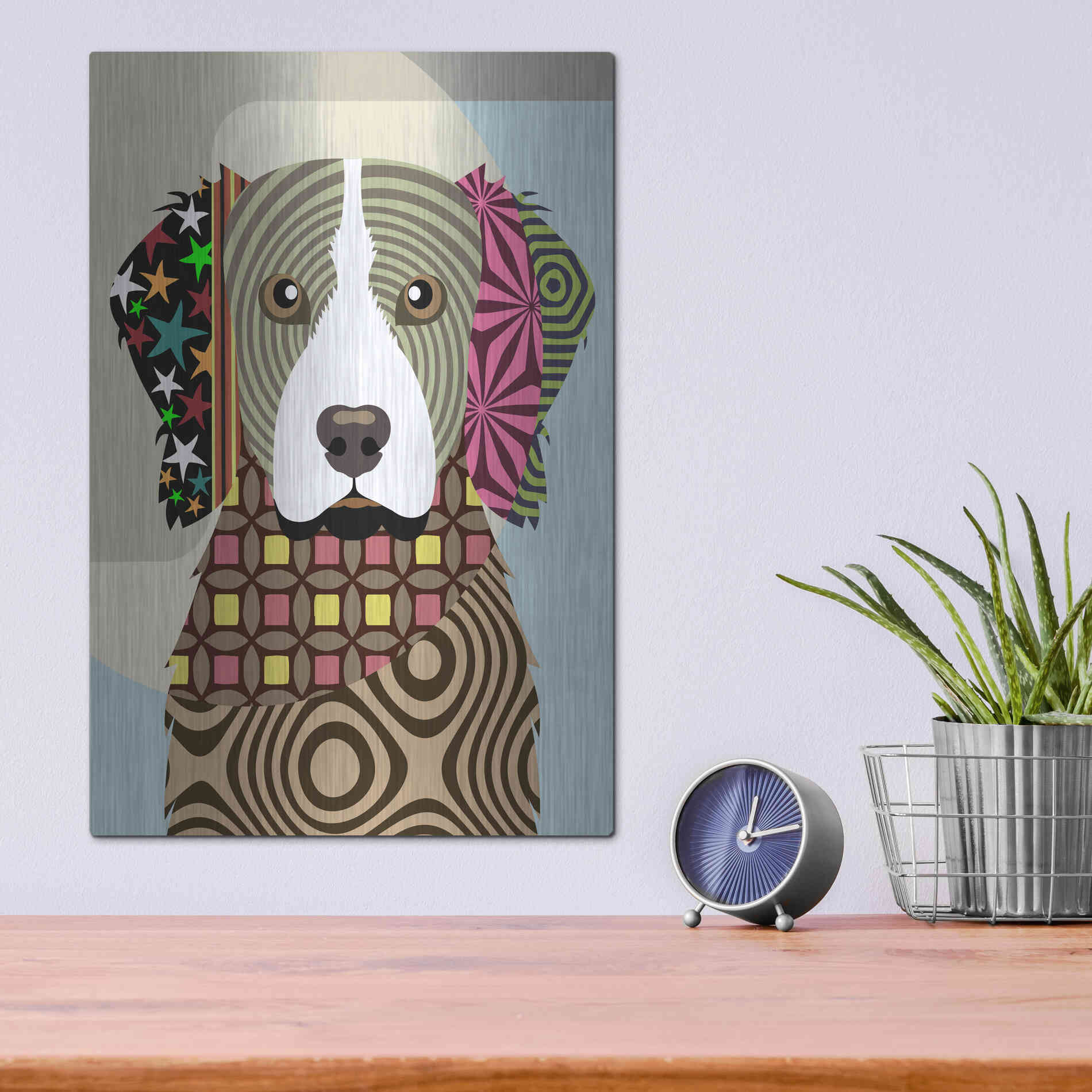 Luxe Metal Art 'Brittany Spaniel' by Lanre Adefioyue, Metal Wall Art,12x16
