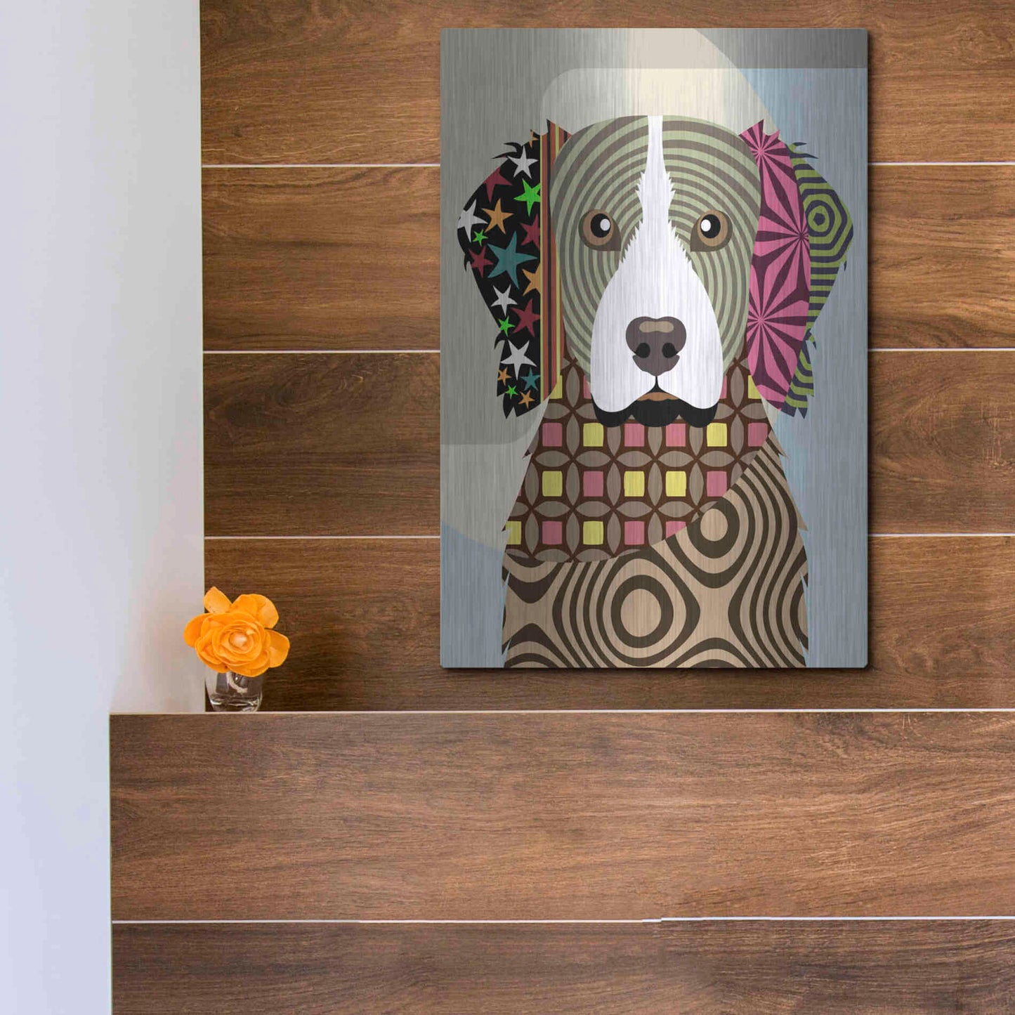 Luxe Metal Art 'Brittany Spaniel' by Lanre Adefioyue, Metal Wall Art,12x16