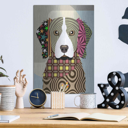 Luxe Metal Art 'Brittany Spaniel' by Lanre Adefioyue, Metal Wall Art,12x16