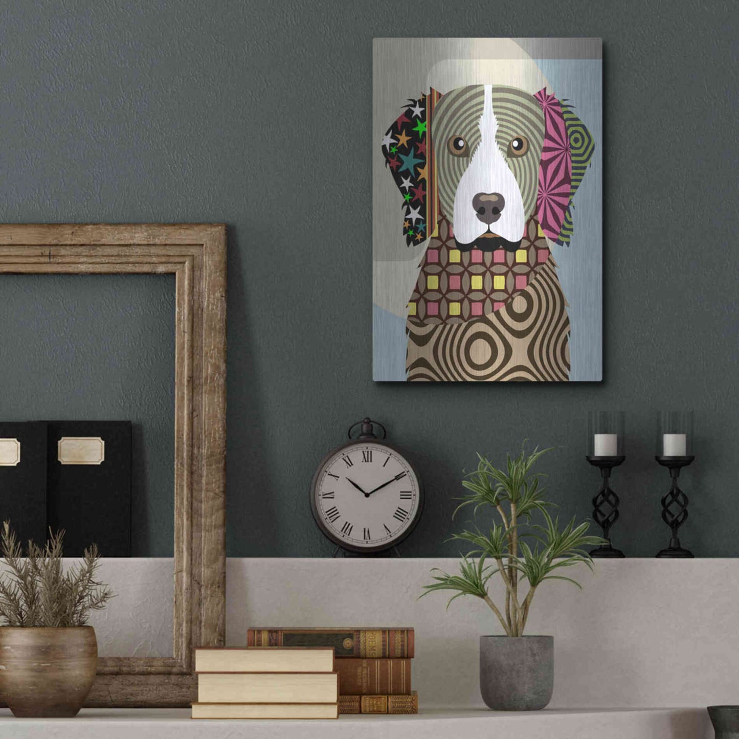 Luxe Metal Art 'Brittany Spaniel' by Lanre Adefioyue, Metal Wall Art,12x16