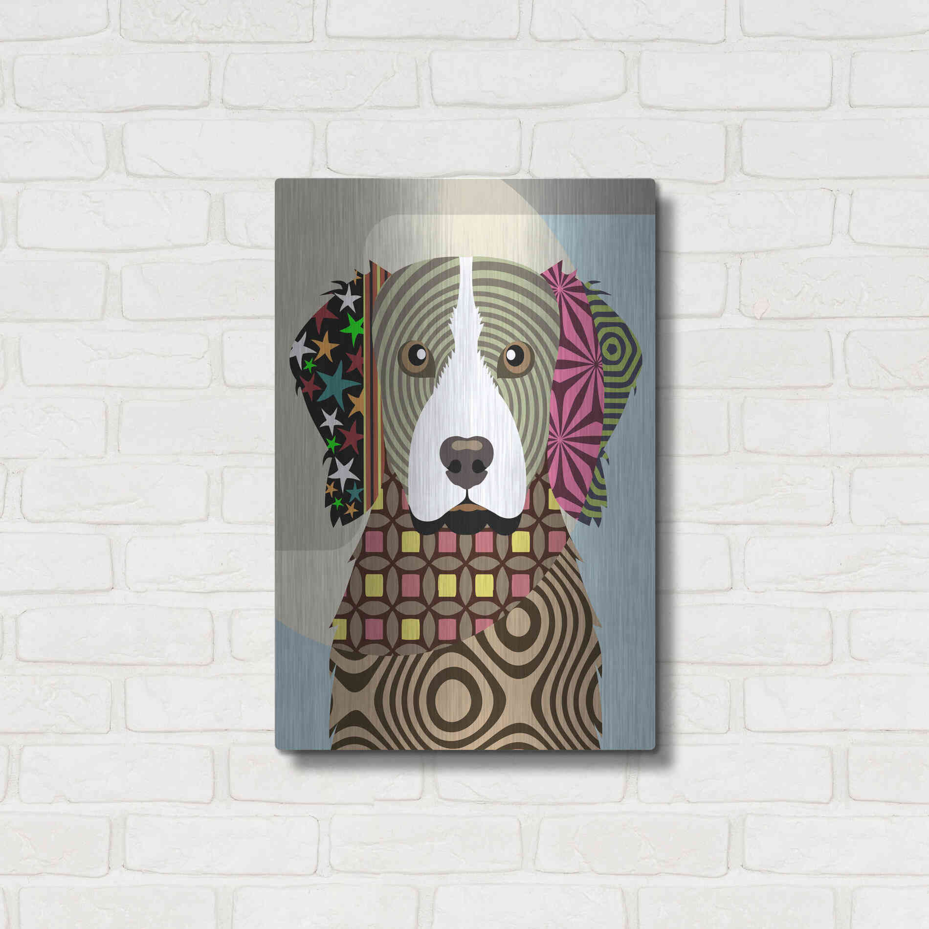 Luxe Metal Art 'Brittany Spaniel' by Lanre Adefioyue, Metal Wall Art,16x24