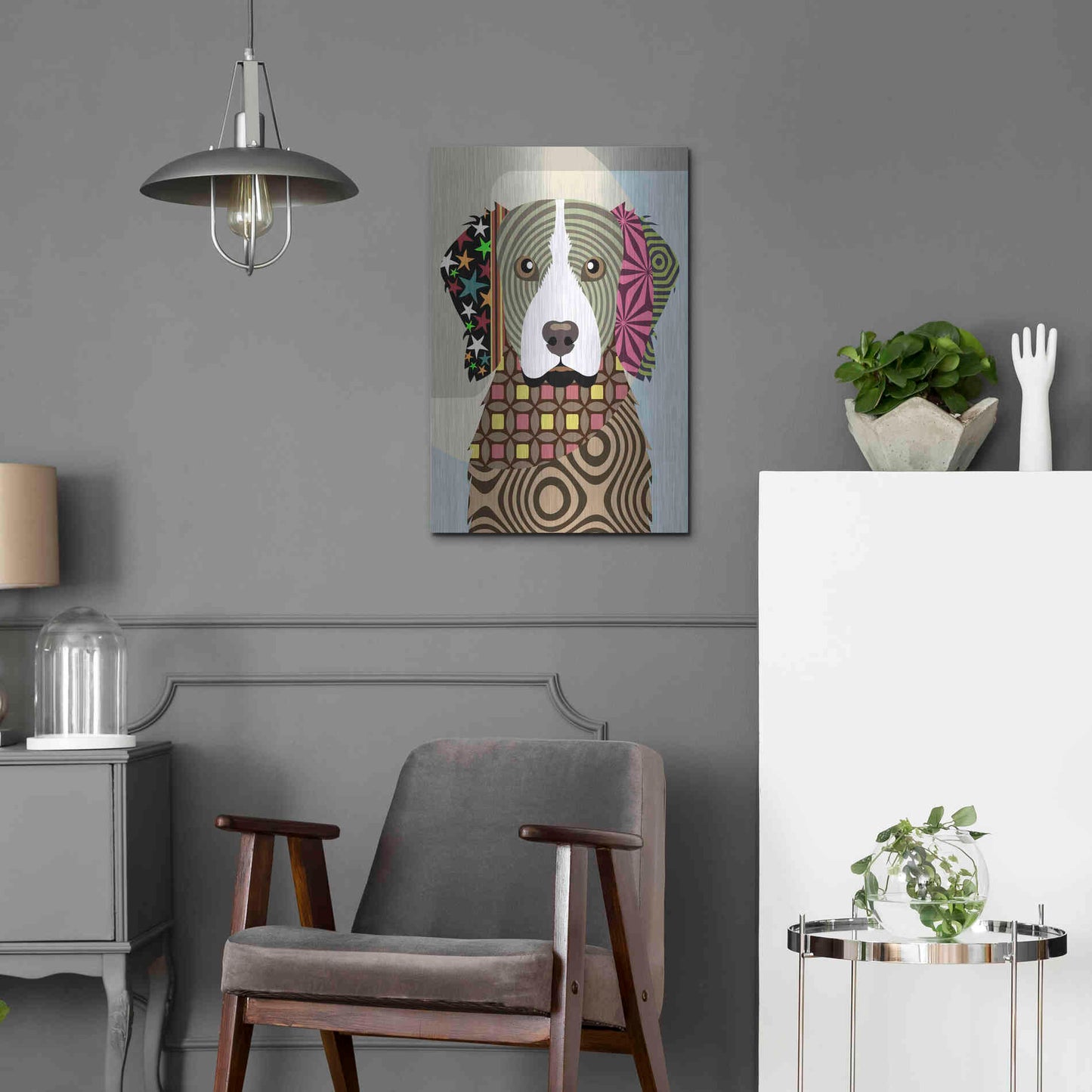 Luxe Metal Art 'Brittany Spaniel' by Lanre Adefioyue, Metal Wall Art,16x24