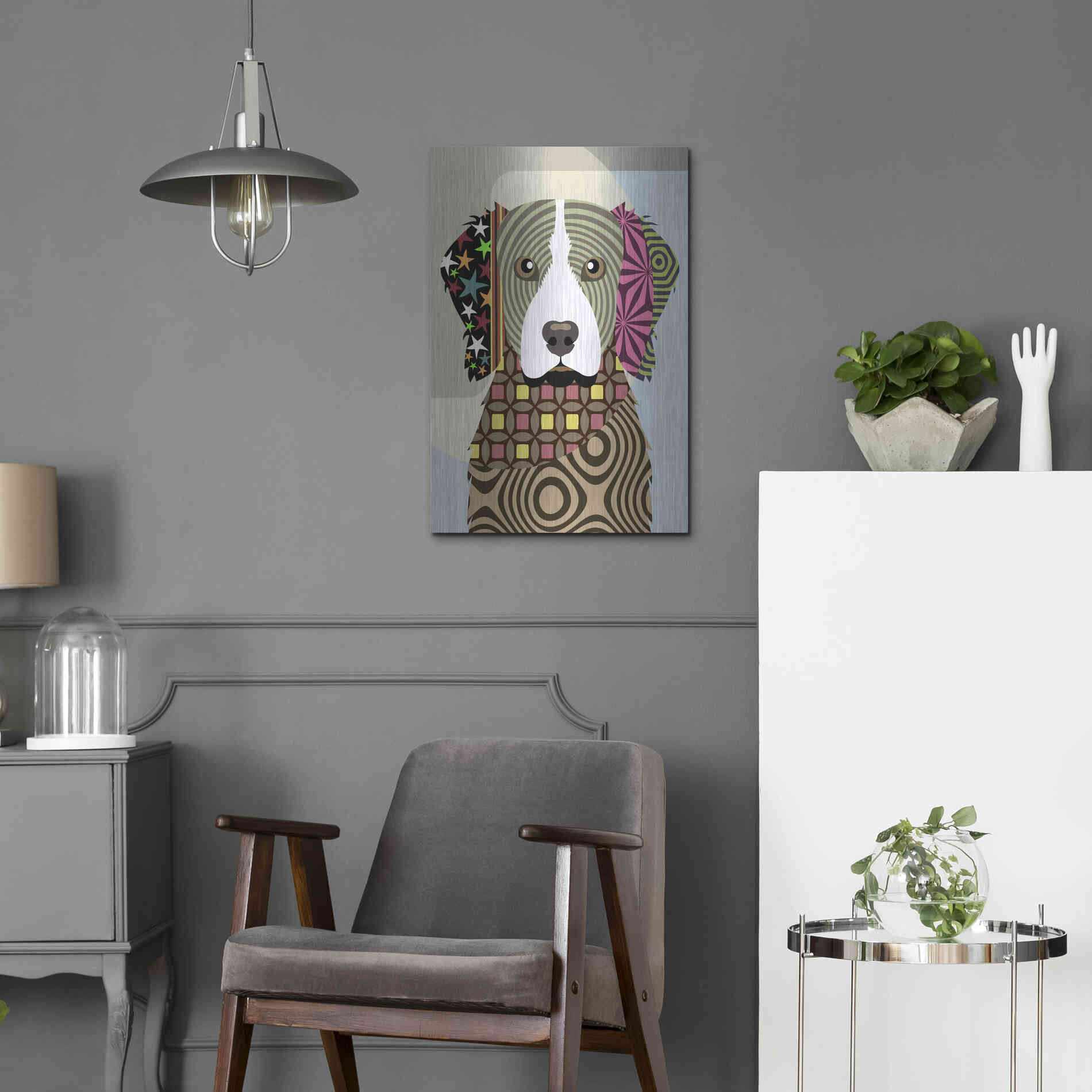 Luxe Metal Art 'Brittany Spaniel' by Lanre Adefioyue, Metal Wall Art,16x24