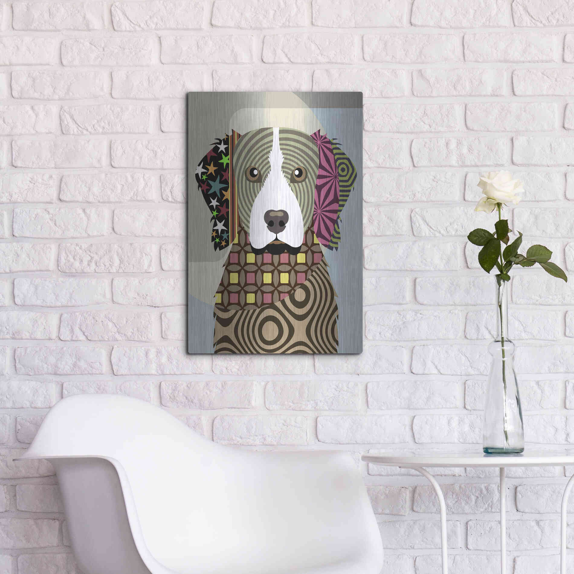 Luxe Metal Art 'Brittany Spaniel' by Lanre Adefioyue, Metal Wall Art,16x24
