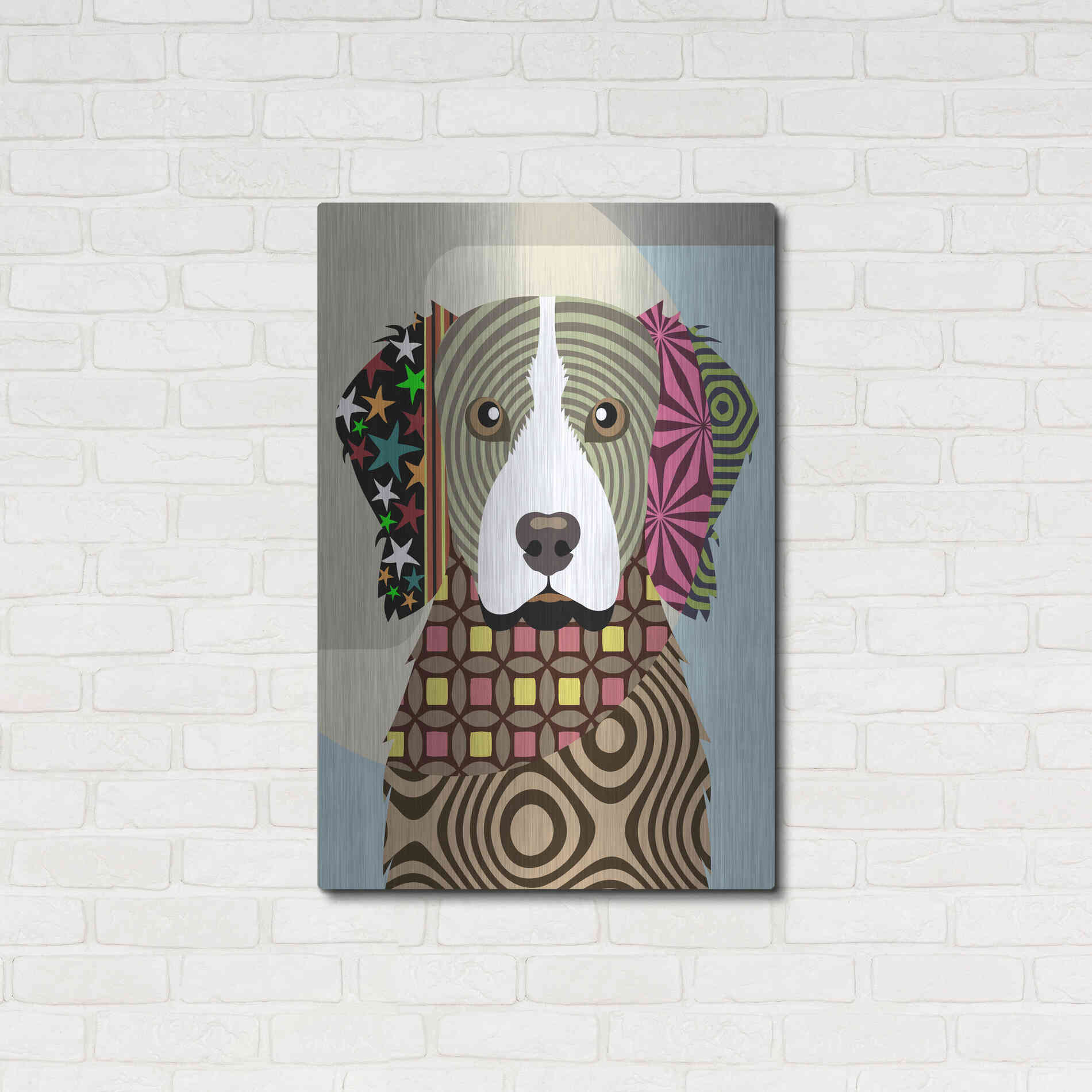 Luxe Metal Art 'Brittany Spaniel' by Lanre Adefioyue, Metal Wall Art,24x36