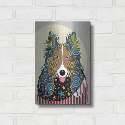 Luxe Metal Art 'Rough Collie' by Lanre Adefioyue, Metal Wall Art,12x16