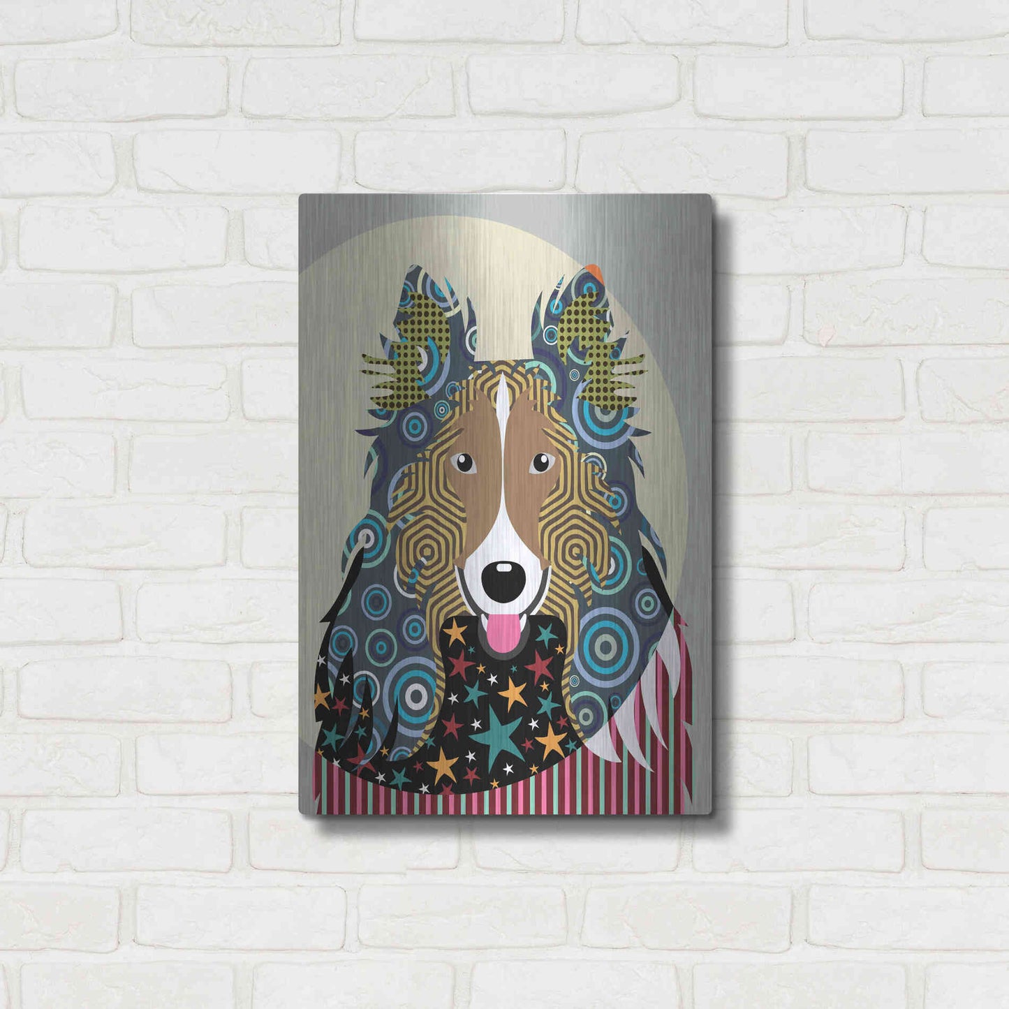 Luxe Metal Art 'Rough Collie' by Lanre Adefioyue, Metal Wall Art,16x24